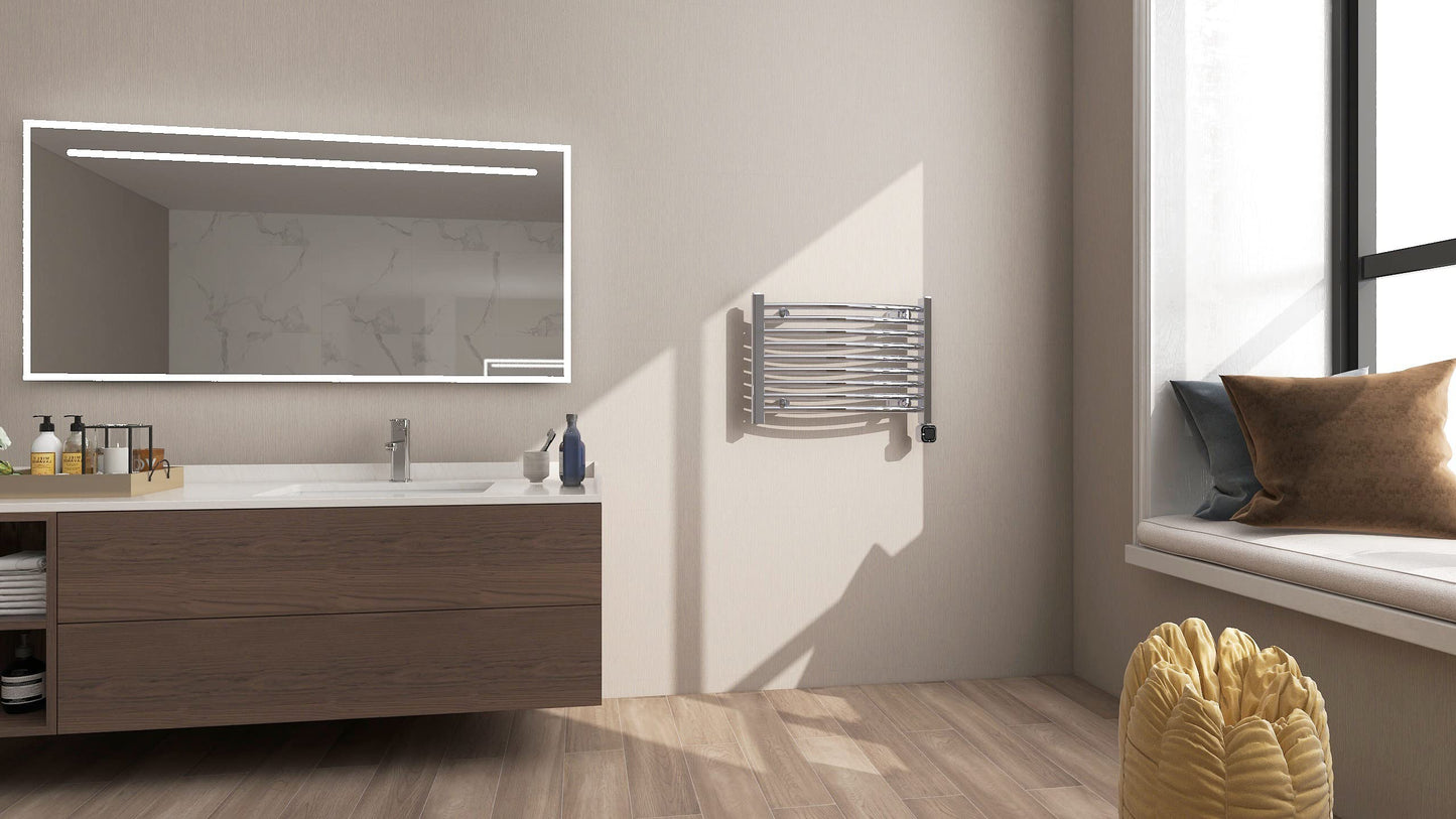HEATGENE Smart Towel Warmer with Timer and Temperature Control, Smart Liquid Filled Towel Rails, Plug-in/Hardwired Wall-Mounted Towel Heater Rack Compatible with Alexa and Google Home, Chrome