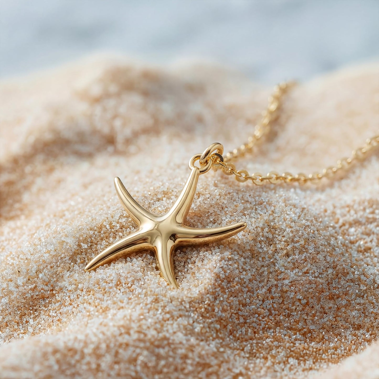 MEVECCO Dainty Gold Star Pendent Necklace for Women 18K Gold Plated Beach Cute Starfish Necklace Boho Handmade Ocean jewelry