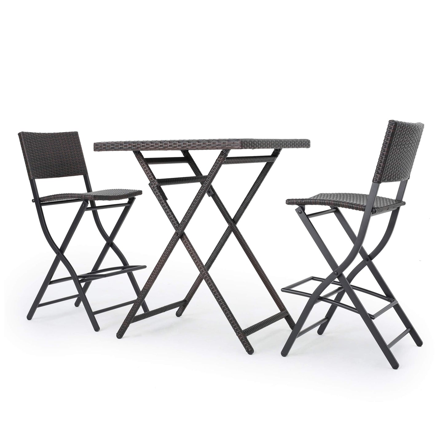 Christopher Knight Home Margarita Outdoor Wicker Bar Set, 3-Pcs Set, Multibrown