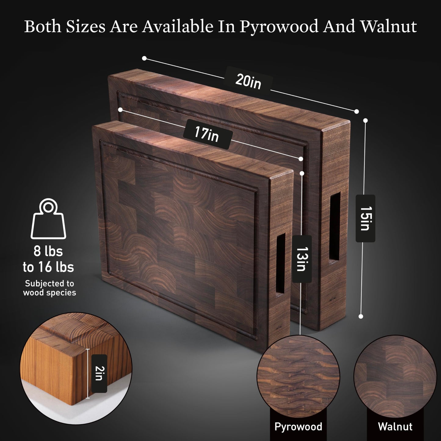 Cutting Board – Non Toxic End Grain Butcher Block with Handle, Charcuterie Boards, Cheese Board For Kitchen And Dining – Kitchen Must Haves Chopping Block - Food Safe Finishing - 2.5" x 15" x 20"