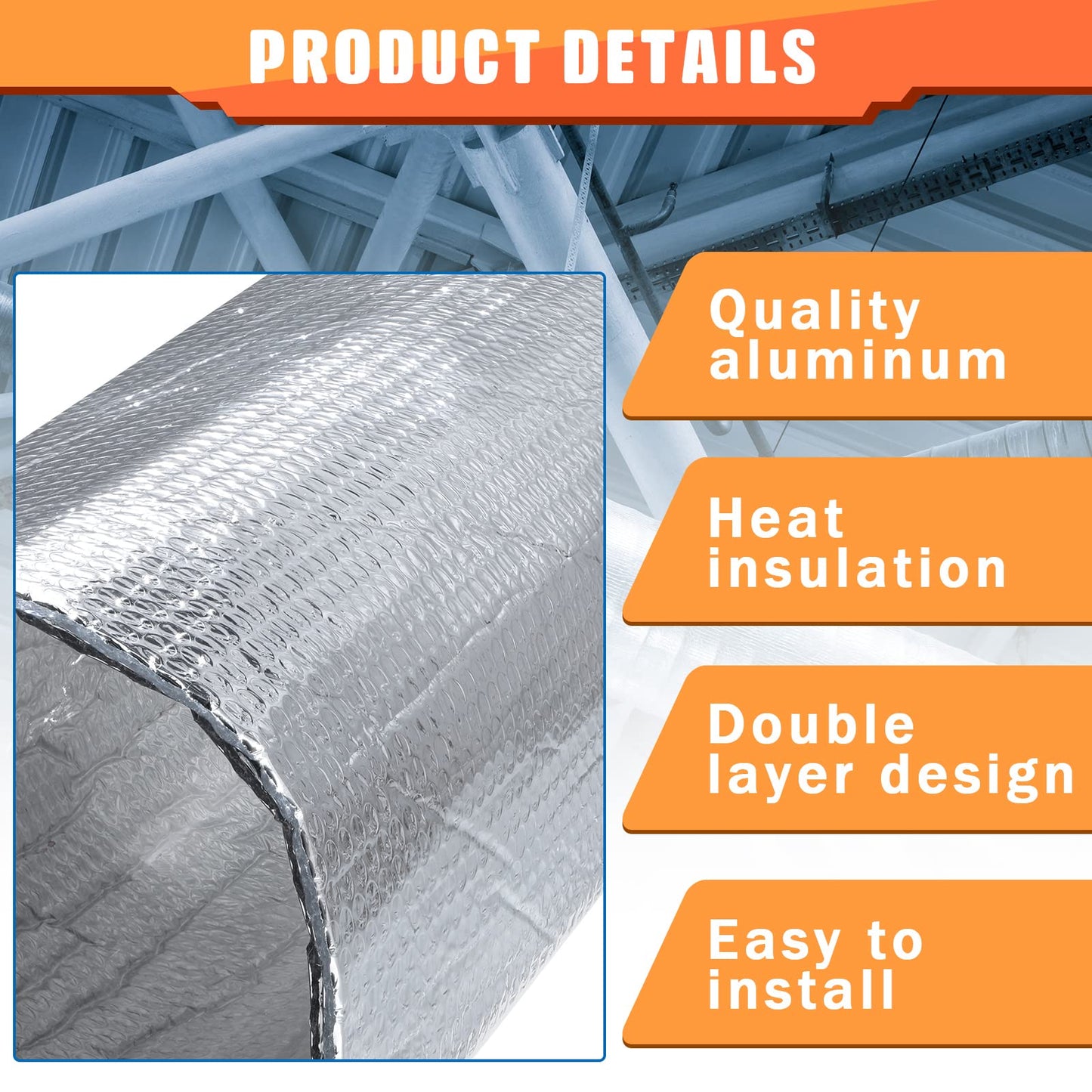 Gerrii 16 Pcs Garage Door Insulation Kit Double Bubble Insulation Panels Reflective Film Aluminum Radiant Barrier Thermal Shield with Adhesive Tape for Garage Greenhouse Attics Walls (24 x 54 Inch)