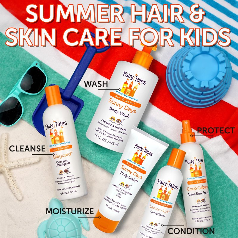 Fairy Tales Sun & Swim After Sun Lotion for Kids - Soothing After-Sun Care with Aloe & Coconut Oil - Hydrates & Nourishes Sun-Drenched Skin - 8 oz