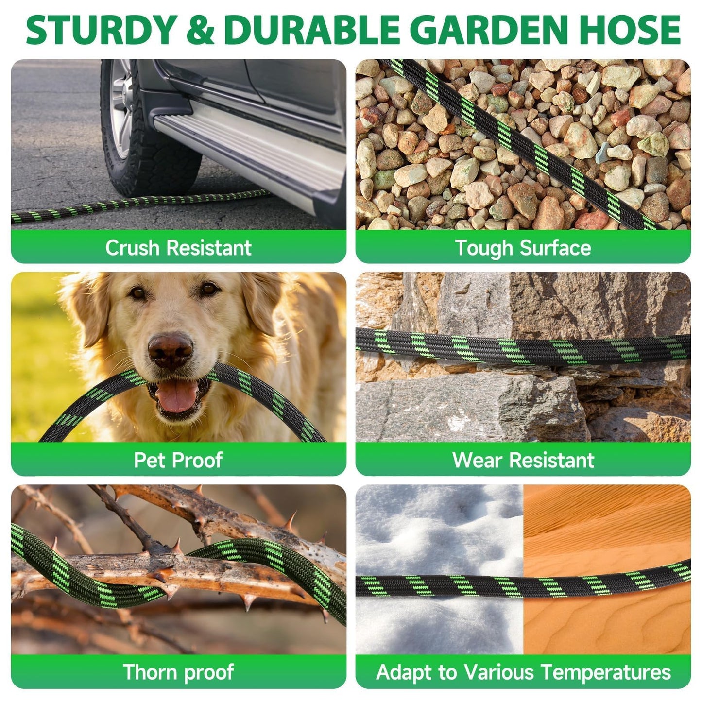 Ahititi Garden Hose 75 ft Water Hose Flexible Non-Expandable Outdoor Heavy Duty Lightweight Leakproof Kink-free flex Watering Hose Pipe for 3/4 inch Fitting Yard Lawn Outside Car Wash