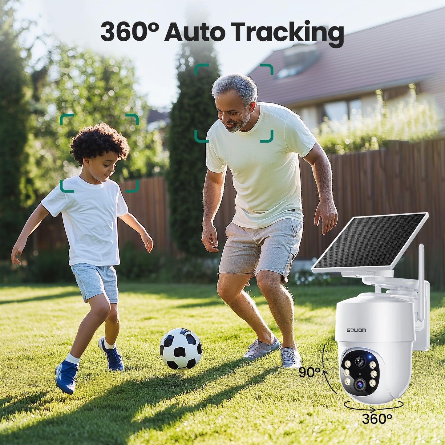 SOLIOM- True 5MP HD Security Cameras Outdoor Wireless, Add-On Camera, Solar Powered, Auto Tracking,Requires Soliombase, Soliombase Supports Up to 4 Cams