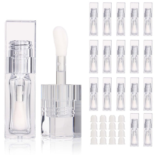 COSIDEA 18pcs Empty 6ml Square Clear PETG lip gloss tubes big deo foot wand lipgloss tube container for lip oil