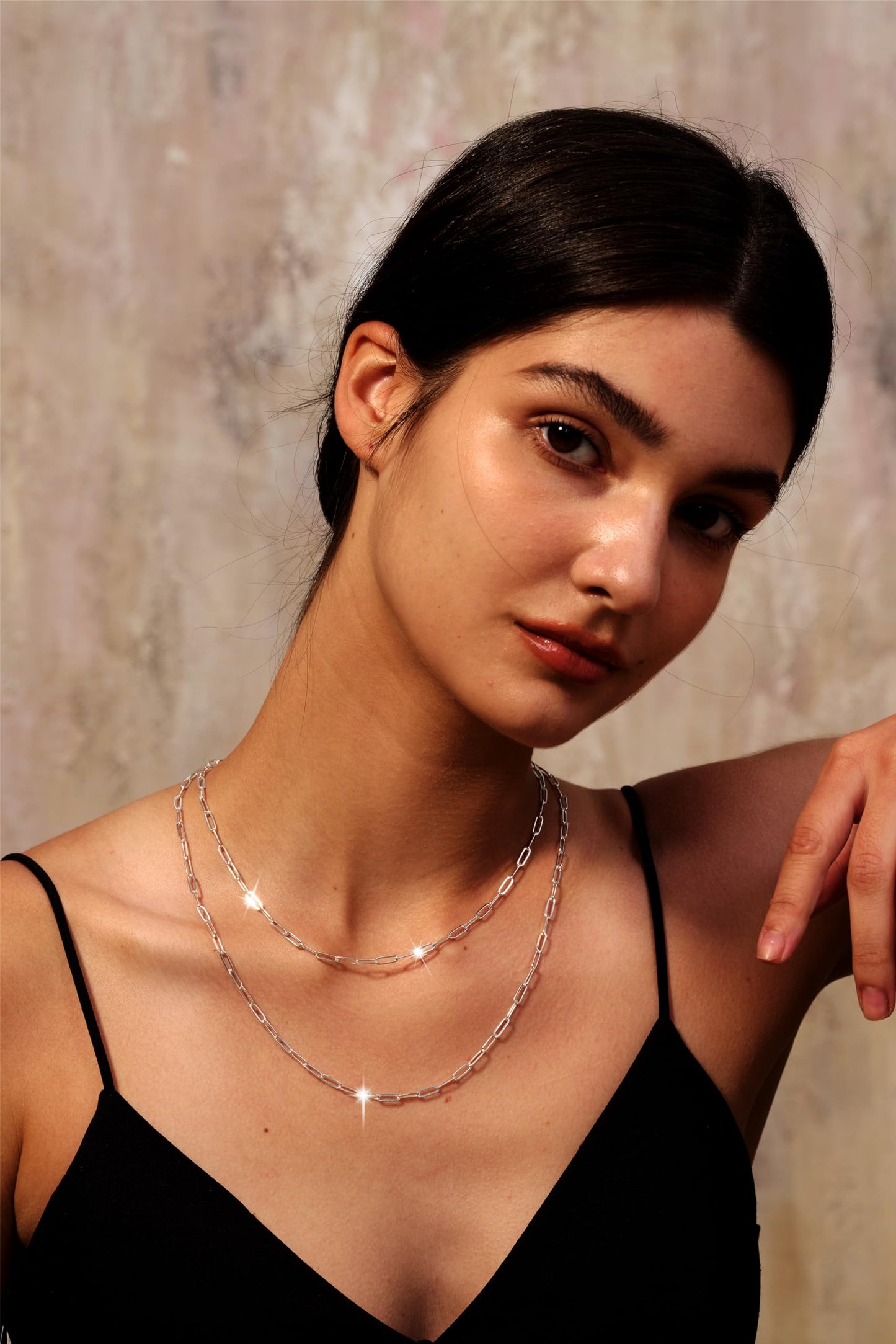MBW Dainty Silver Paperclip Chain Necklace, Long Simple Sterling Silver Charm Choker Necklaces for Women Trendy 20in Minimalist Aesthetic Link Necklace Waterproof Jewelry Trending Gifts for Women