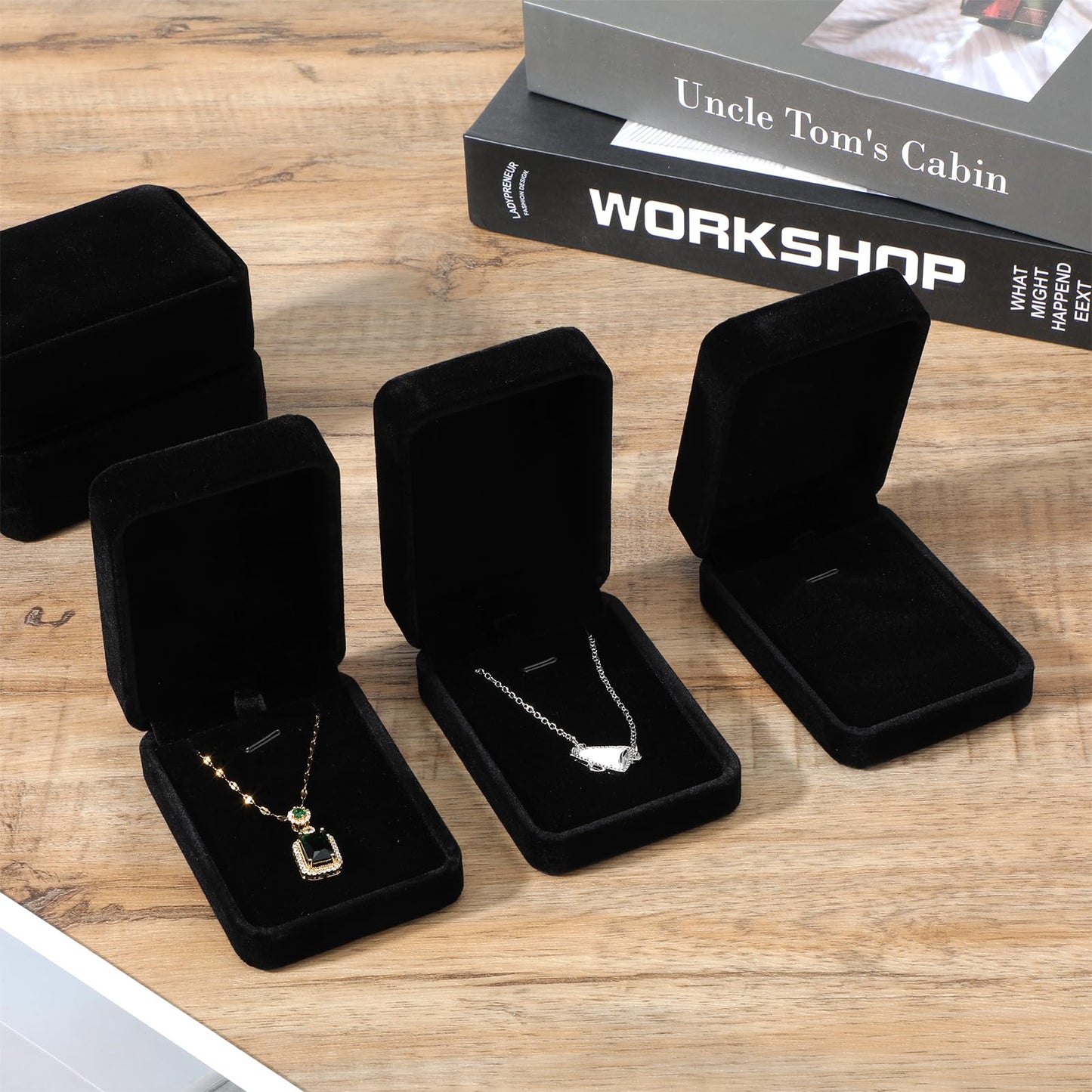 20 Pcs Necklace Pendant Box Velvet Jewelry Storage Display Case Ring Earring Pendant Jewelry Boxes Pearl Necklace Holder Gift Boxes for Christmas Wedding Engagement Birthday Anniversary(Black)
