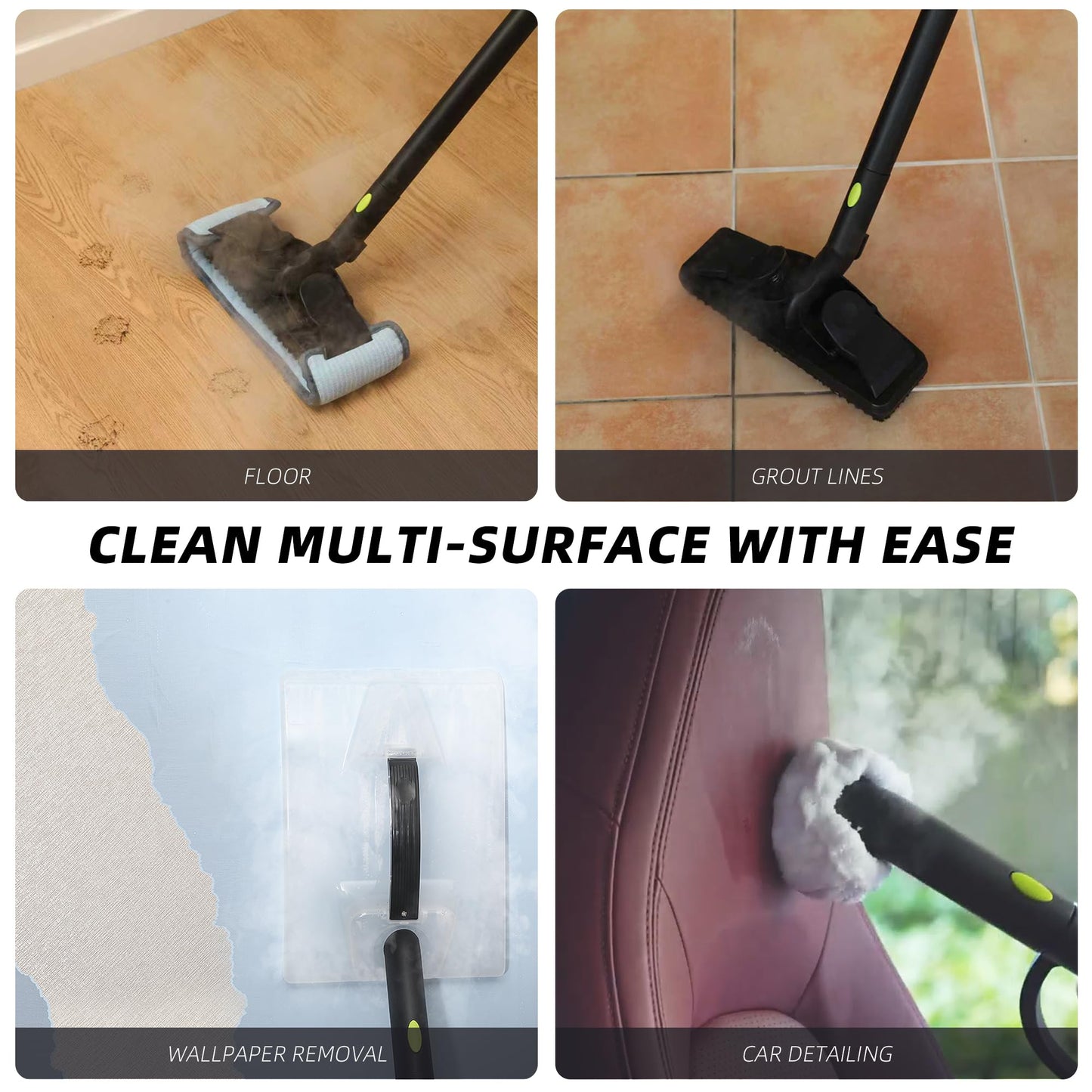 GOATCLEAN Heavy-Duty Steam Cleaner - 1500W Multipurpose Handheld Floor Steamer with 22 Accessories 16ft Cord for Home, Car Detailing, Tile, Grout, Carpet, Wallpaper, Upholstery, Window, Deep Cleaning