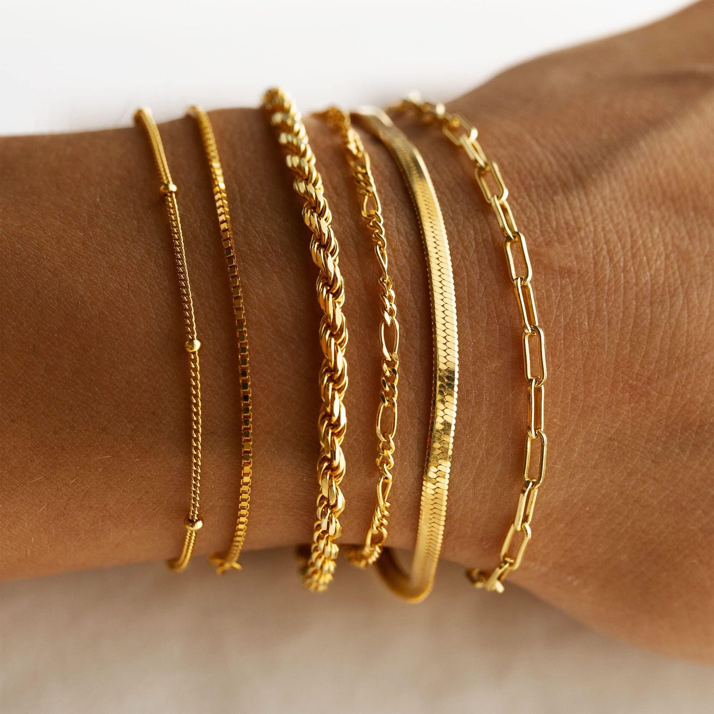 DEARMAY 14K Gold Plated Bracelets for Women Jewelry Sets for Women Trendy Dainty Stackable Paperclip Rope Snake Box Figaro Chain Bracelets Pack Costume Fashion