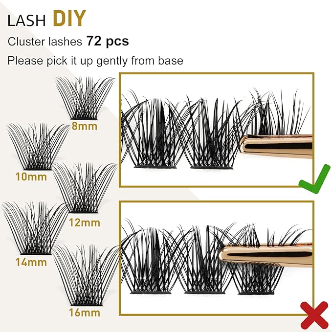 B&Q Lash Clusters B02 C Curl 18mm DIY Eyelash Extensions 72 Clusters Lashes C D Curl Mega Volume Individual Lashes Eyelash Clusters Extensions Individual Lashes Cluster DIY at Home (NM-C-18mm)