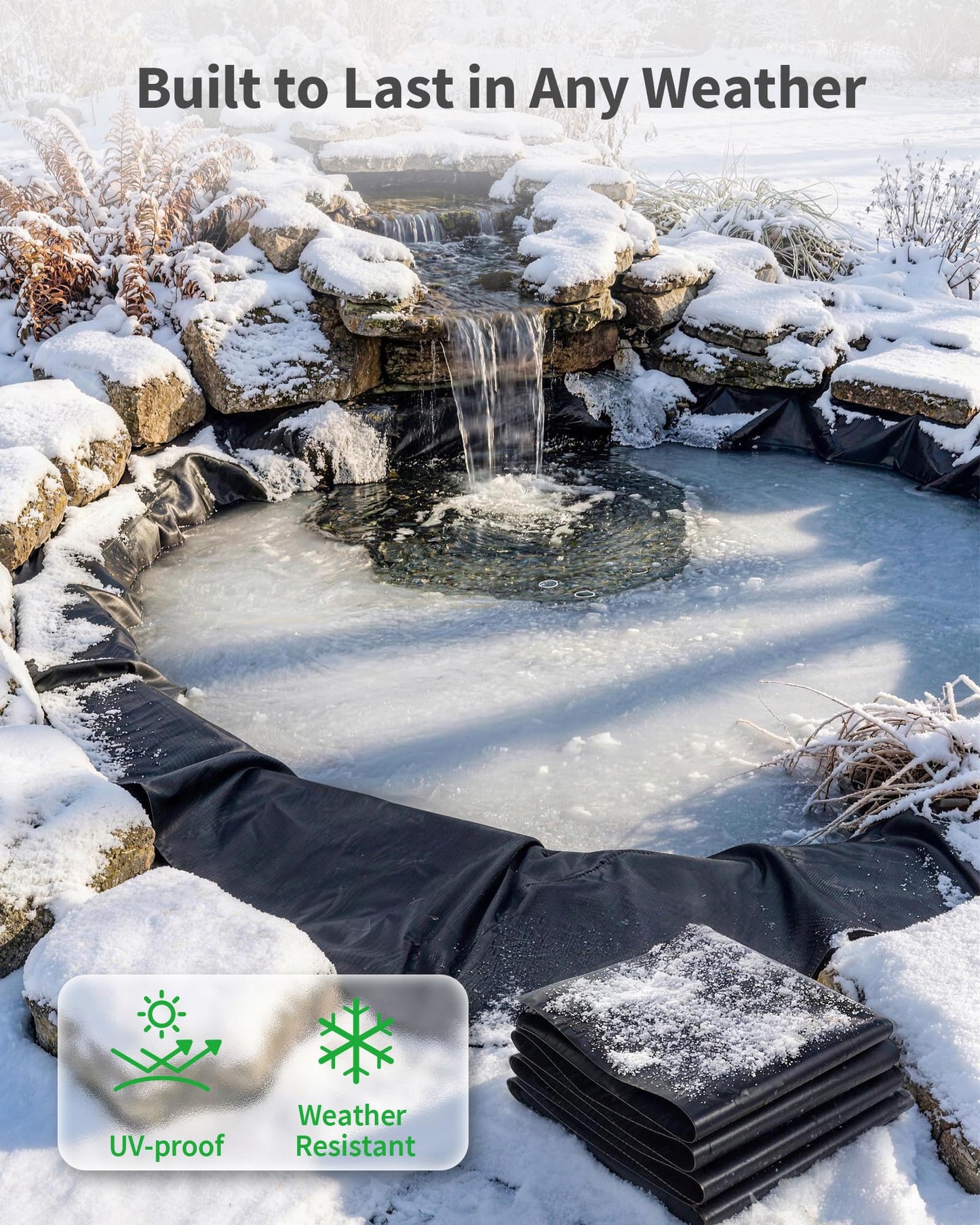 POPOSOAP Pond Liner, Mil Fish Pond EPDM Liner, U-V Resistant Preformed Garden Pond Liners for Outdoor Ponds, Koi Ponds, Garden Fountain, Waterfalls 10 x 10 FT 45Mil