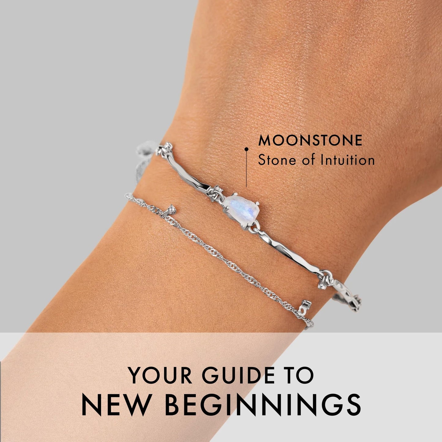 Moon Magic Moonstone Bracelet for Women | Black Obsidian, Rose Quartz Bracelet/Real 925 Sterling Silver | 18k Rose & Yellow Gold Rainbow Genuine Moonstone Jewelry for women | June Birthstone Bracelet