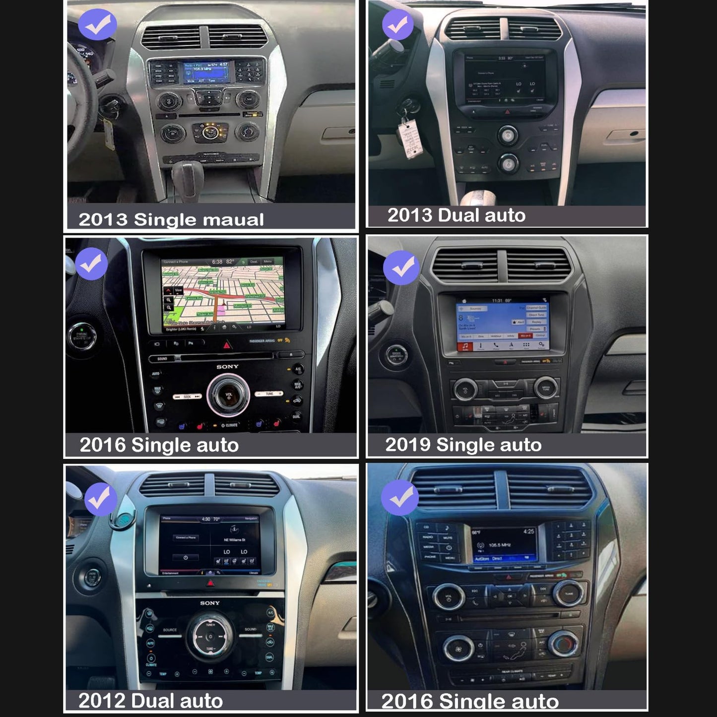 Ford Explorer 2011-2019 Car Radio Stereo Radio GPS Navigation Wireless Android Auto CarPlay 12.1 Inch Vertical Screen Tesla Style with DSP 8 Core Android 14 in Dash Audio Voice Control