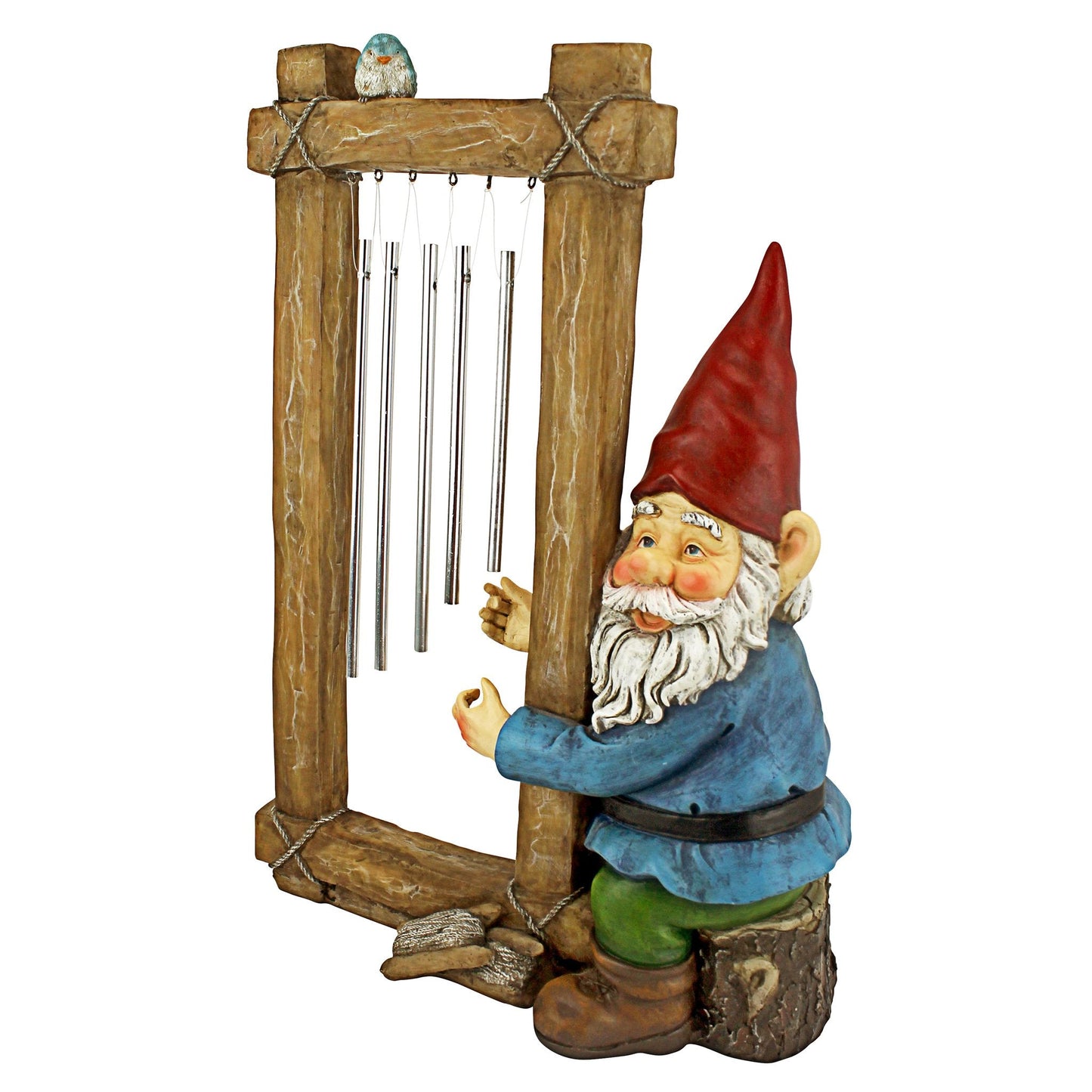 Design Toscano HF5152401 Garden Gnome Statue - Ringing His Chimes Garden Gnome - Lawn Gnome,full color