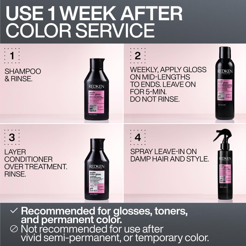 Redken Acidic Color Gloss Glass Gloss Treatment For Color-Treated Hair - Rinse Out Glossing Treatment, Intense Shine & Conditioning