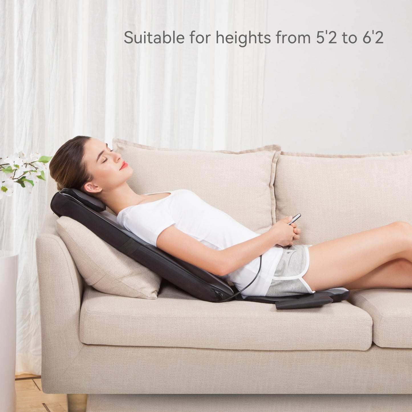 Snailax Shiatsu Back Massager with Heat Massage Chair Pad Kneading Back Massager for Pain Relief Deep Tissue Chair Massage Pad for Office Home, Gifts for Dad,Mom