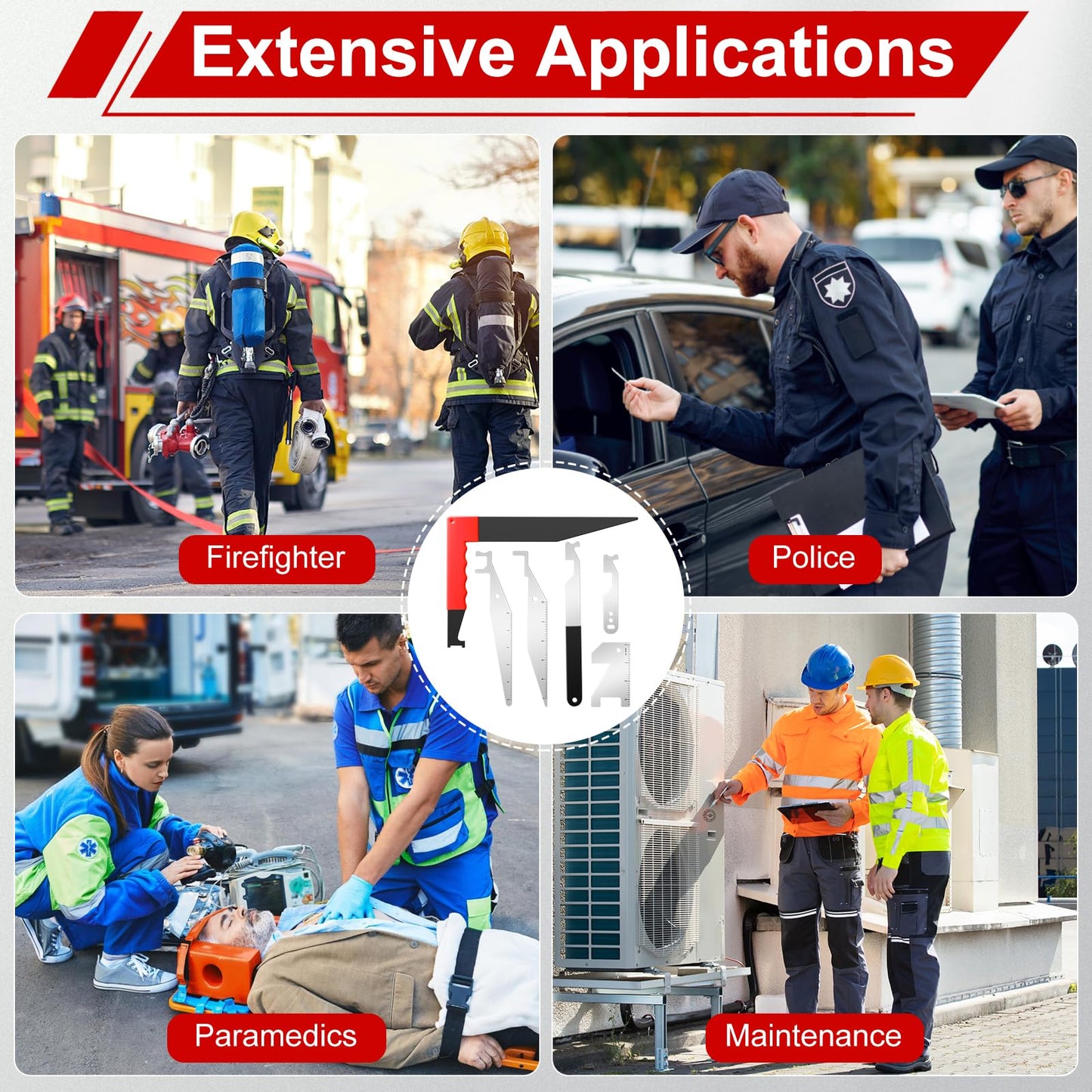 6 Pack Firefighter Tools, Multi-Functional Emergency Firefighting Tool kit for Firefighter, Emergency Responder, and Warehouse, Fire Pick Door Opener, Made from Stainless Steel
