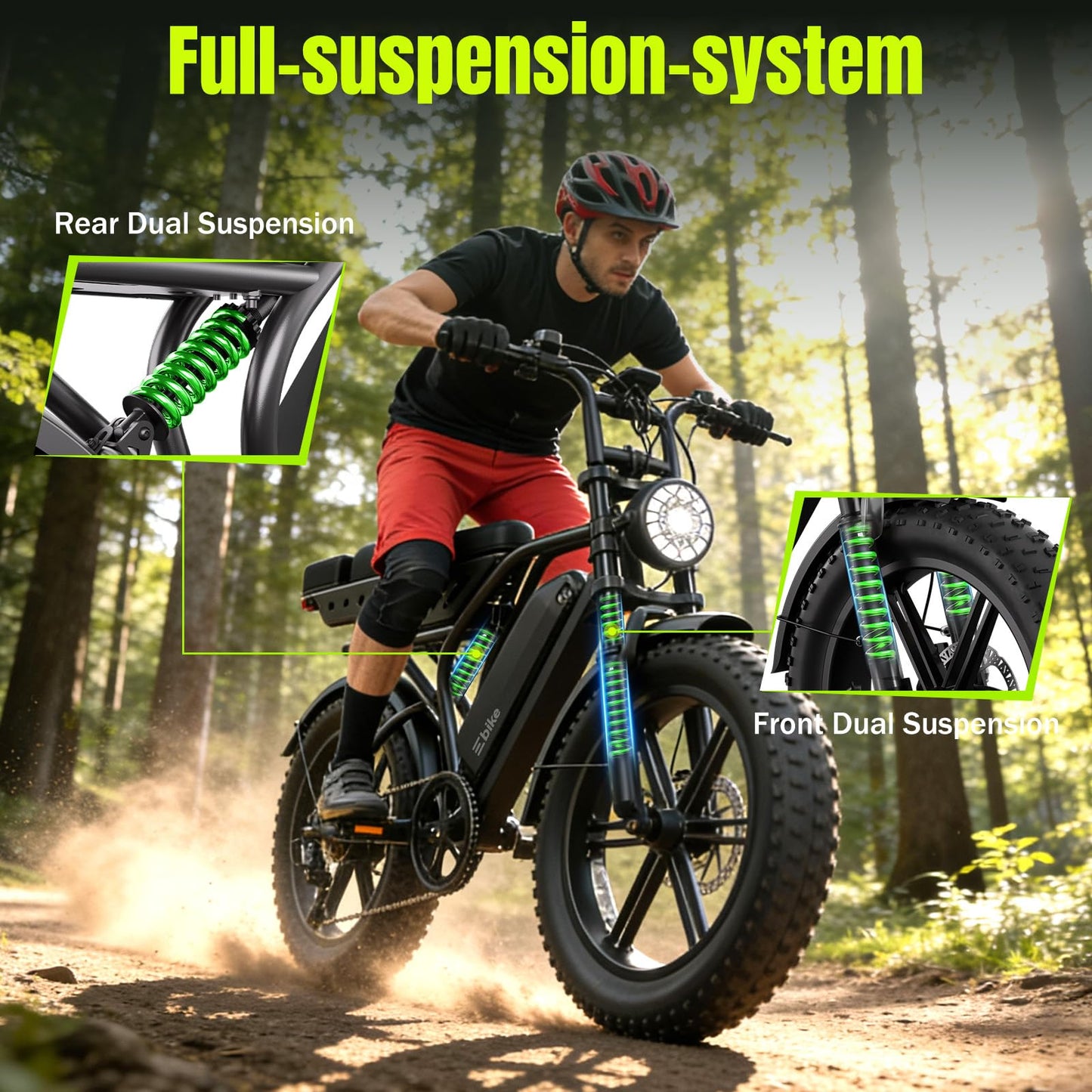 TST Electric Bike for Adults, 1500W Peak Motor Ebike with 48V 15Ah Built-in Battery, 60 Miles Range 28 MPH Upgraded Electric Bike, 20" All-Terrain Fat Tire E Bike