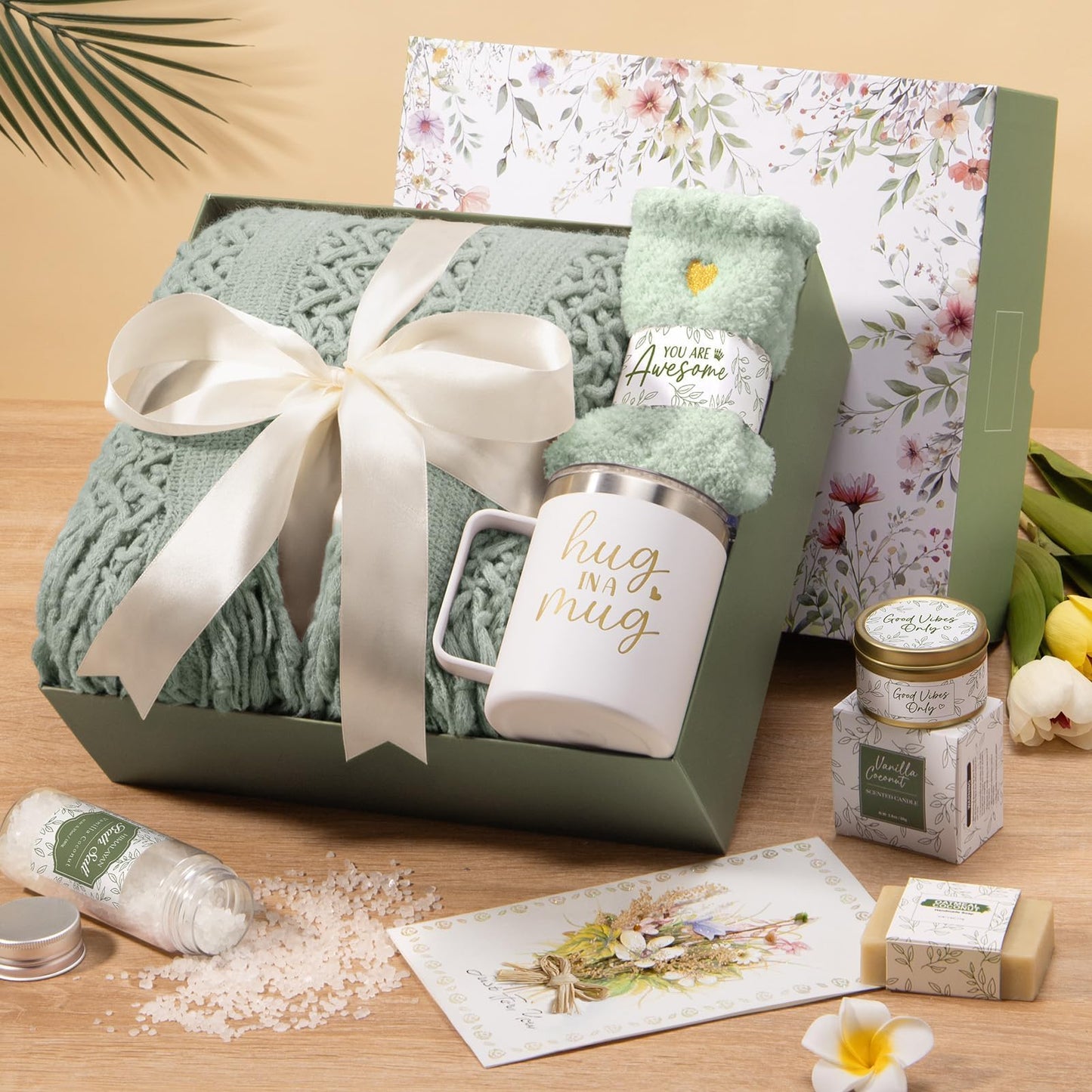 Self Care Gifts for Women Get Well Soon Gifts, Birthday Gifts for Women Care Package, Sympathy Gift Baskets Spa Gifts Set, Thinking of You Inspirational Christmas Gifts for Mom Her Friend Sister Wife
