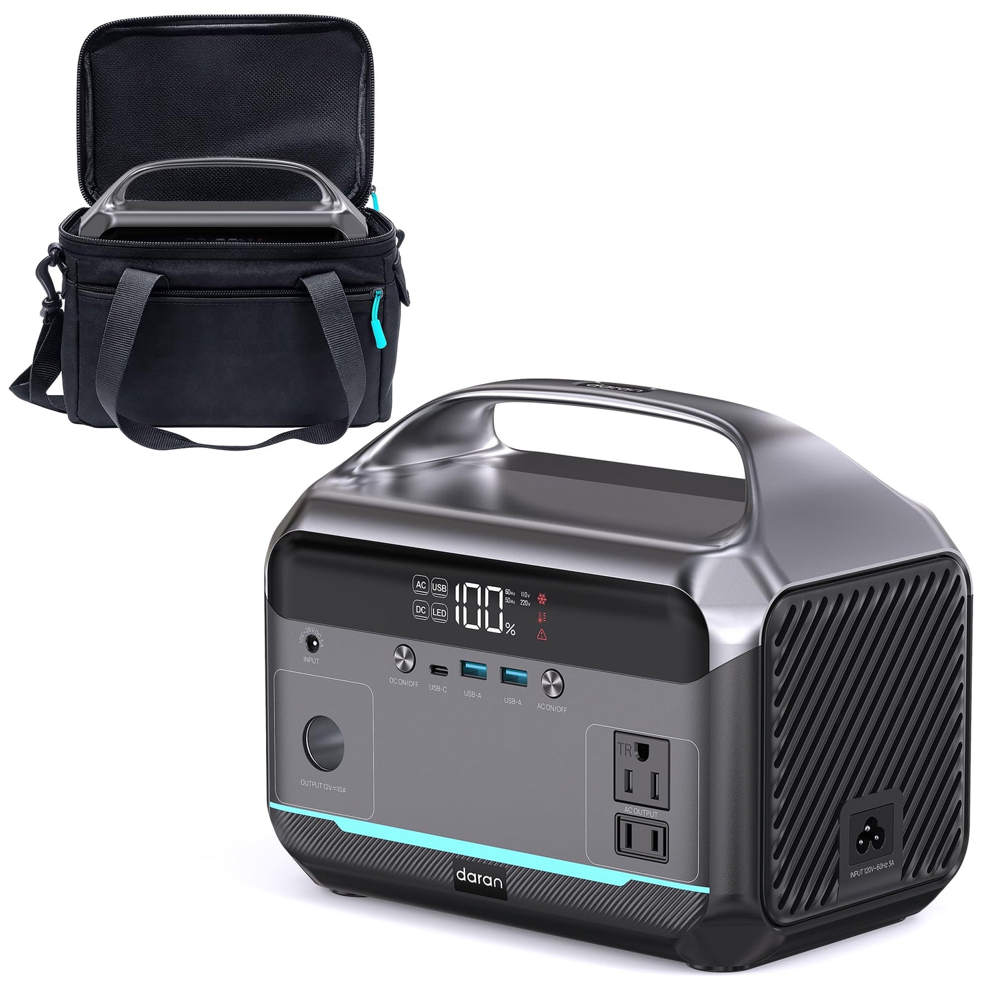 DARAN Portable Power Station 350W (600W Surge), Solar Generator 288Wh(90,000mAh) LiFePO4 Battery Backup with AC Outlets, 7-Port Design Power Bank for Camping, Hurricane Emergency RV