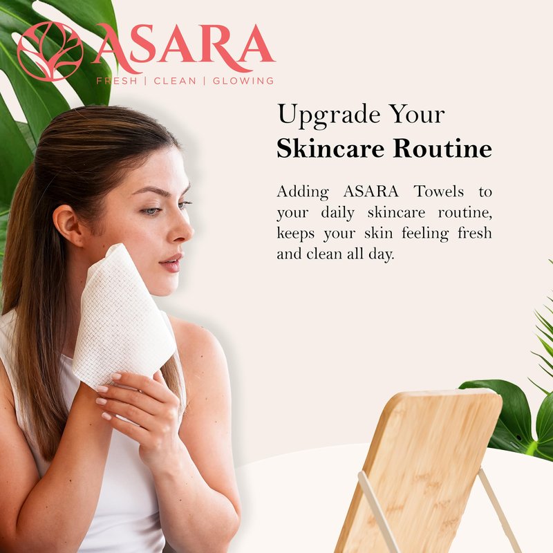 Clean Face Towels Disposable XL Facial Wipes | Add Water As a Makeup Remover | Sensitive Skin Face Towels | Organic Vegan Biodegradable - Clean Daily Towelettes | by Asara (50 Count)