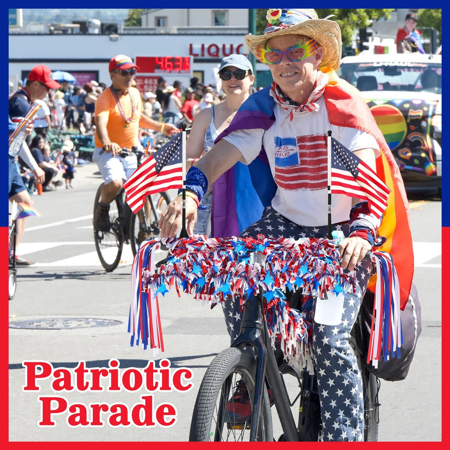 4th of July Bike Decorations for Kids - Parade Patriotic Bicycle Decor, Red White Blue Bike Tassels Streamers, Tinsel, Rubber Duck, Wheel Spokes Beads, American Flags for Independence Day Party Favor