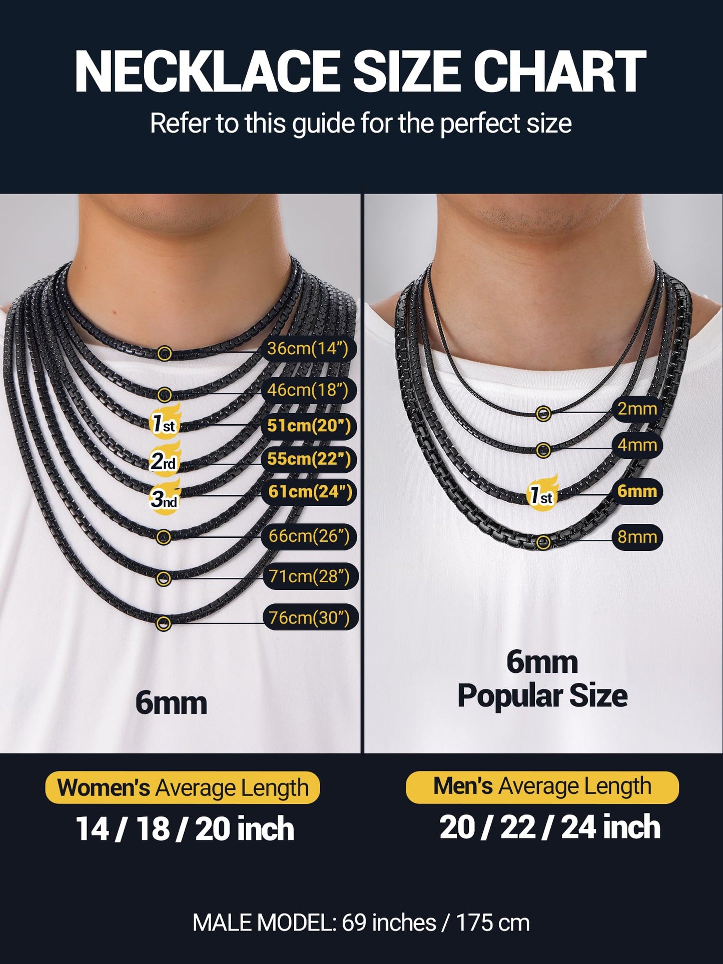 PROSTEEL Flat Link Chain Layering Necklace Mens Jewelry Minimalist Chain Statement Black Necklace for Men