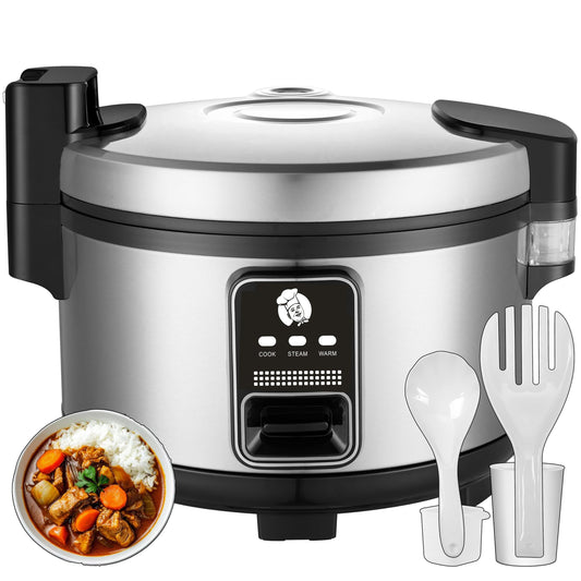 15L Large Capacity Commercial Rice Cooker & Food Warmer 84 cups cooked / 32 cups uncooked Stainless Steel rice Electiric Rice Cooker | One Touch | Automatic Warm with Non-Stick Inner pot