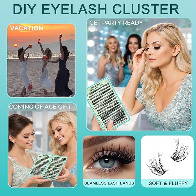 Wispy Lash Clusters Kit 640pcs Eyelash Cluster Extensions Curl Individual False Eyelashes Natural Fluffy Mink Lash Extension Kit (Lash Clusters-40D+50D+60D+80D KIT, Lash Clusters)