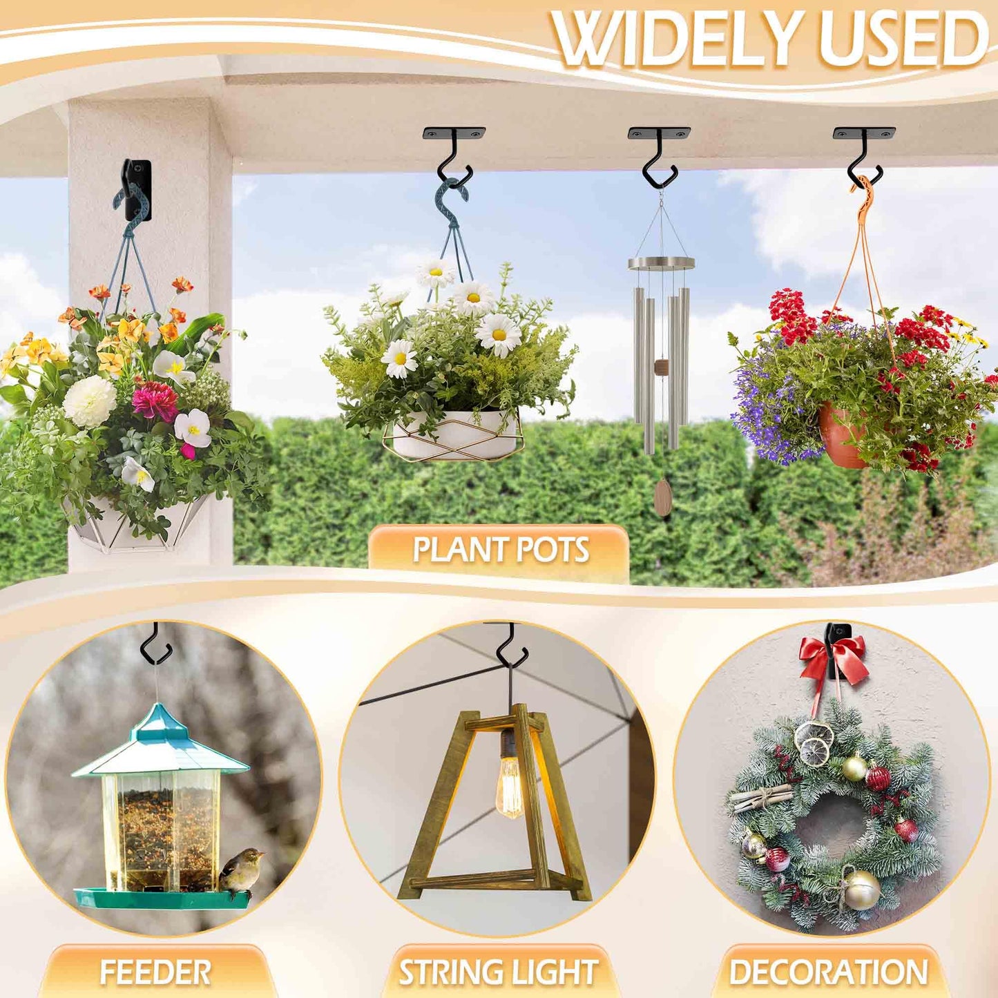 AJART Ceiling Hooks for Hanging Plants: Iron Plant Hanger for Wall Mount - 4 Pack/2.5 Inch Ceiling Hook for Indoor Use