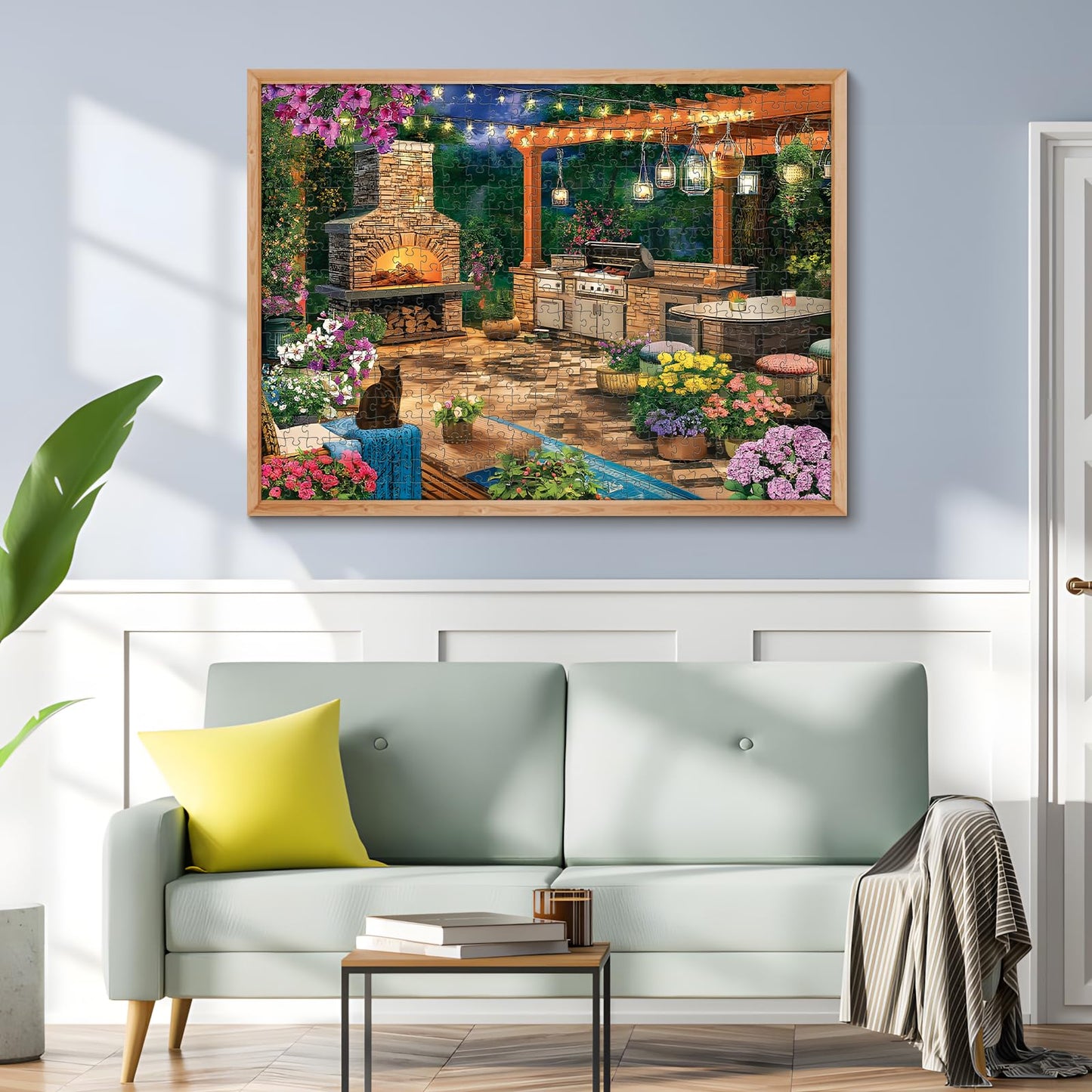 500 Piece Puzzles for Adults, Cozy Flowers Garden Patio with Fireplace Jigsaw Puzzle, Fun and Challenging Puzzle for Family Time, Relaxing Gift for Adults, Seniors, 20.5 x 15 in