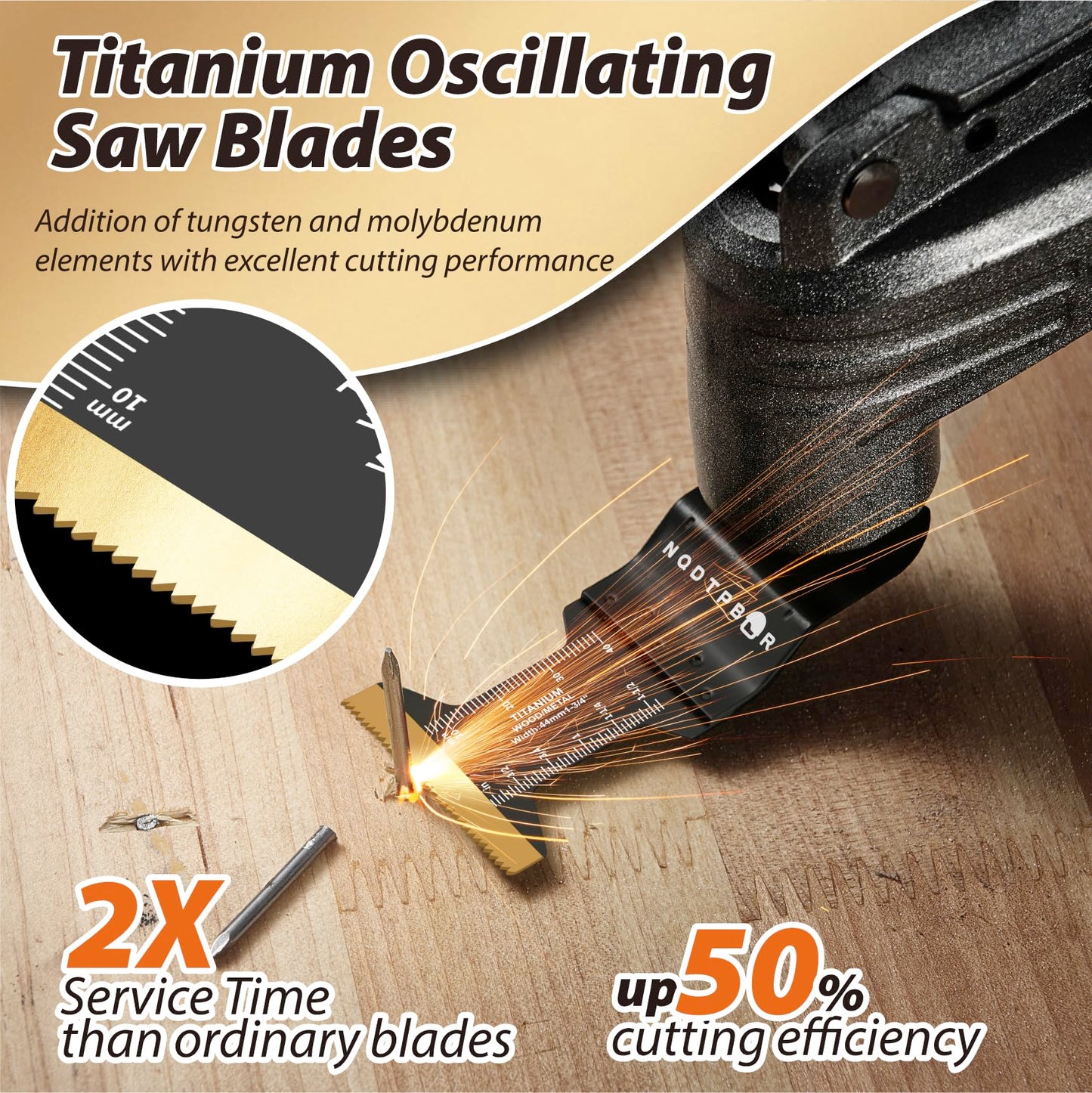 54 PCS Oscillating Saw Blades Professional Universal Wood Multitool Blades Titanium Oscillating Tool Blade for Metal Nails, Wood and Plastic Multi Tool Blades Kits (54PCS)