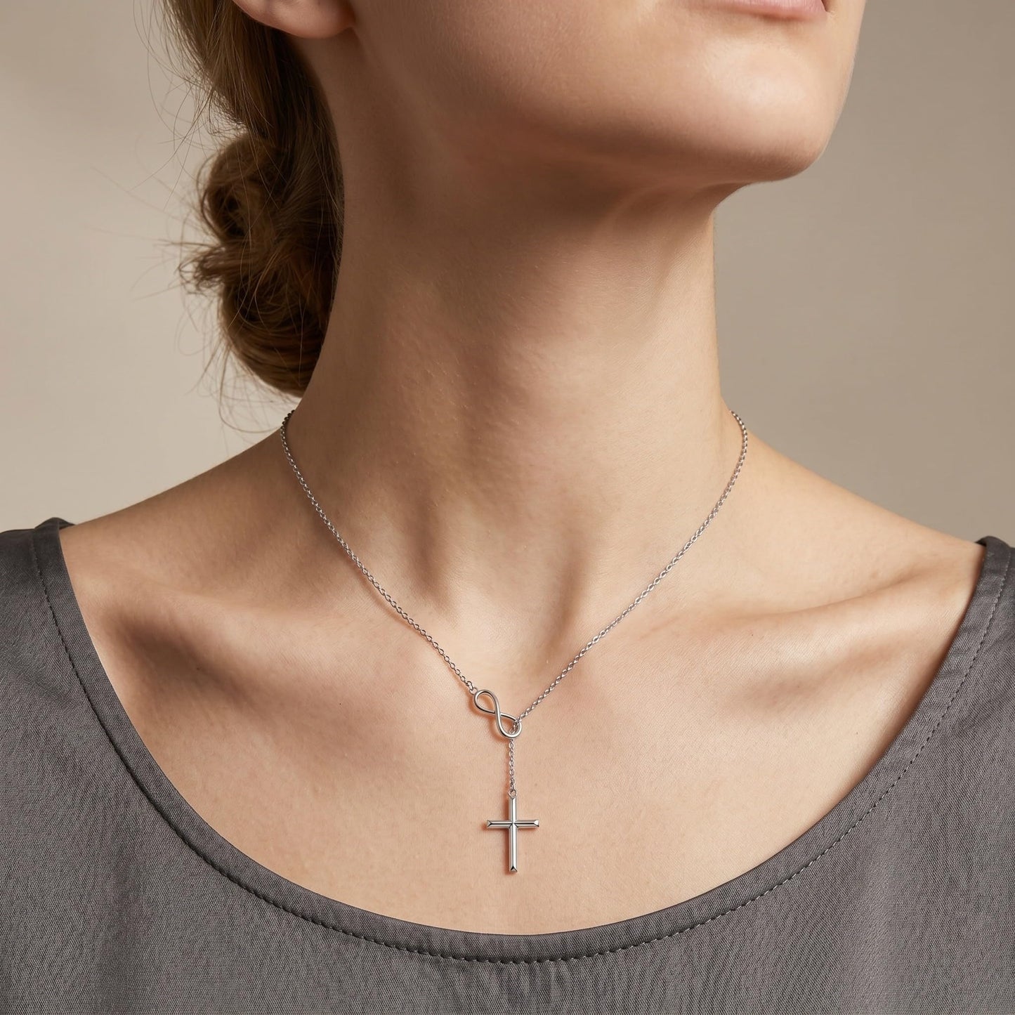 YYB Y Necklace Infinity Cross Pendant Lariat Necklace for Women Drop Necklaces Christian Jewelry Birthday Anniversary Mothers Day Gifts for Mom Sister Girlfriend