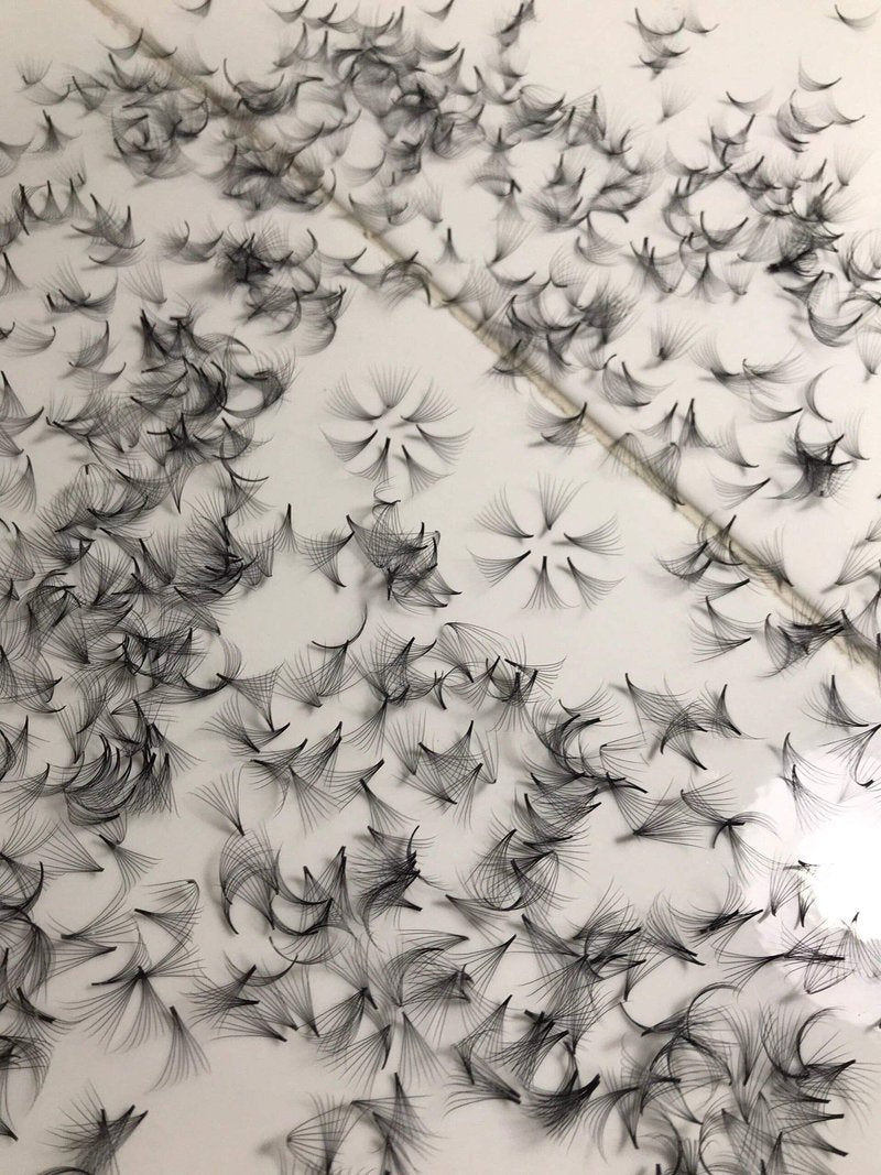 8D PREMADE (HAND MADE) FAN LASHES (500 FANS/TRAY) FOR EYELASH EXTENSION, C CURL AND D CURL, 0.07 THICKNESS, LENGTH FROM 10MM-15MM (D12mm8D)