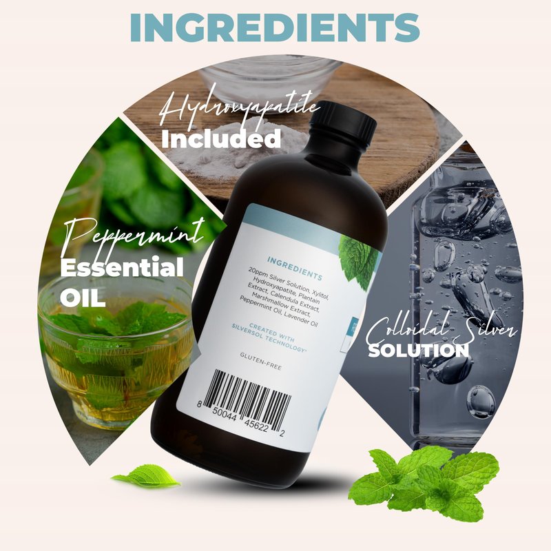 Living Well with Dr. Michelle Cool Mint Remineralizing Mouthwash | Hydroxyapatite & Colloidal Silver Formula | Alcohol-Free | Fluoride-Free Mouth Rinse