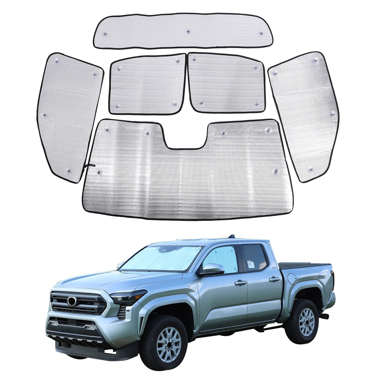 Daeiclru Car Windshield Sunshade Compatible with 2024 2025 Toyota Tacoma Accessories, Foldable UV Ray Reflector, Auto Full Window Sun Shade Visor Shield Shade, Keeps Vehicle Cool
