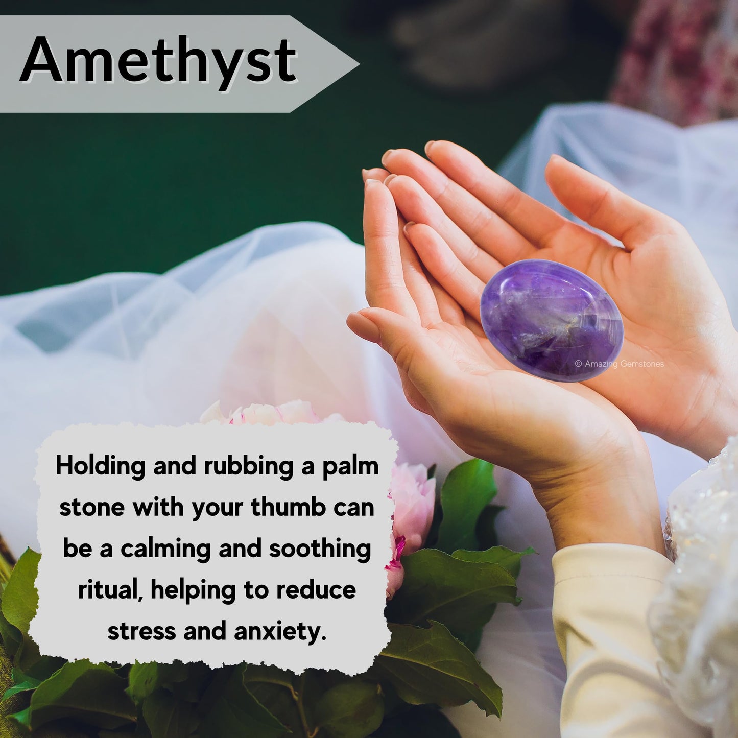 Amazing Gemstone Amethyst Crystals and Healing Stones - Large Palm Stone Crystals Piedra - Crystal for Good Luck, Balanced Positive Energy, Meditation - Unique Stocking Stuffers Gifts for Women, Men