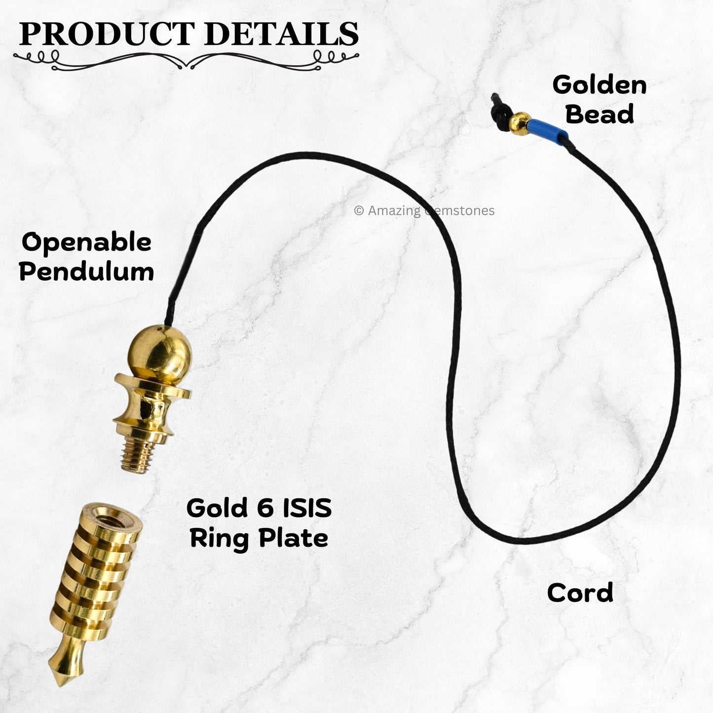 Amazing Gemstone Healing Metal Pendulums for Divination, Gold 6 ISIS Ring Plate Steel Copper Pendulum High Energy Pendulo de Bronce Pendulos de Mesa MP82
