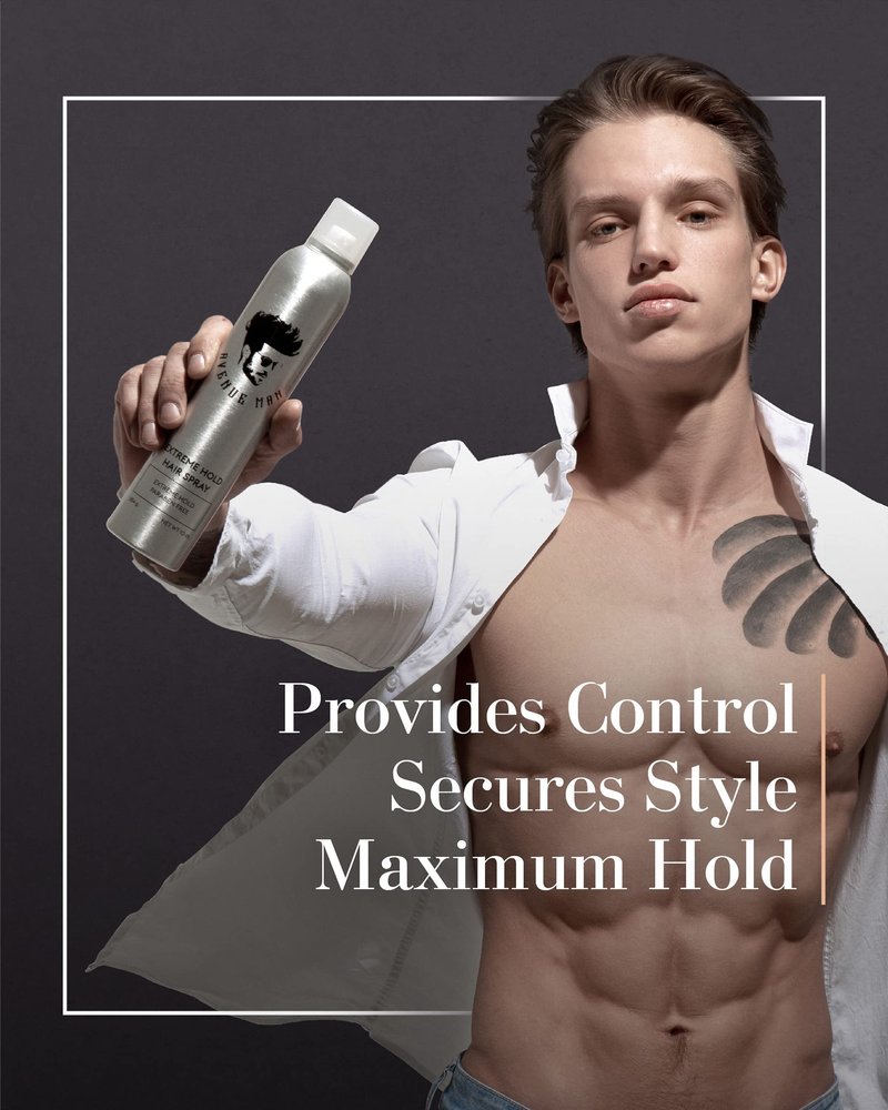 Avenue Man Extreme Hold Hairspray, 9.0 oz - Paraben-Free Hair Spray for Men with Natural Extracts - Hair Products For Men - Extra Firm Hold Hair Spray, Made in Portugal
