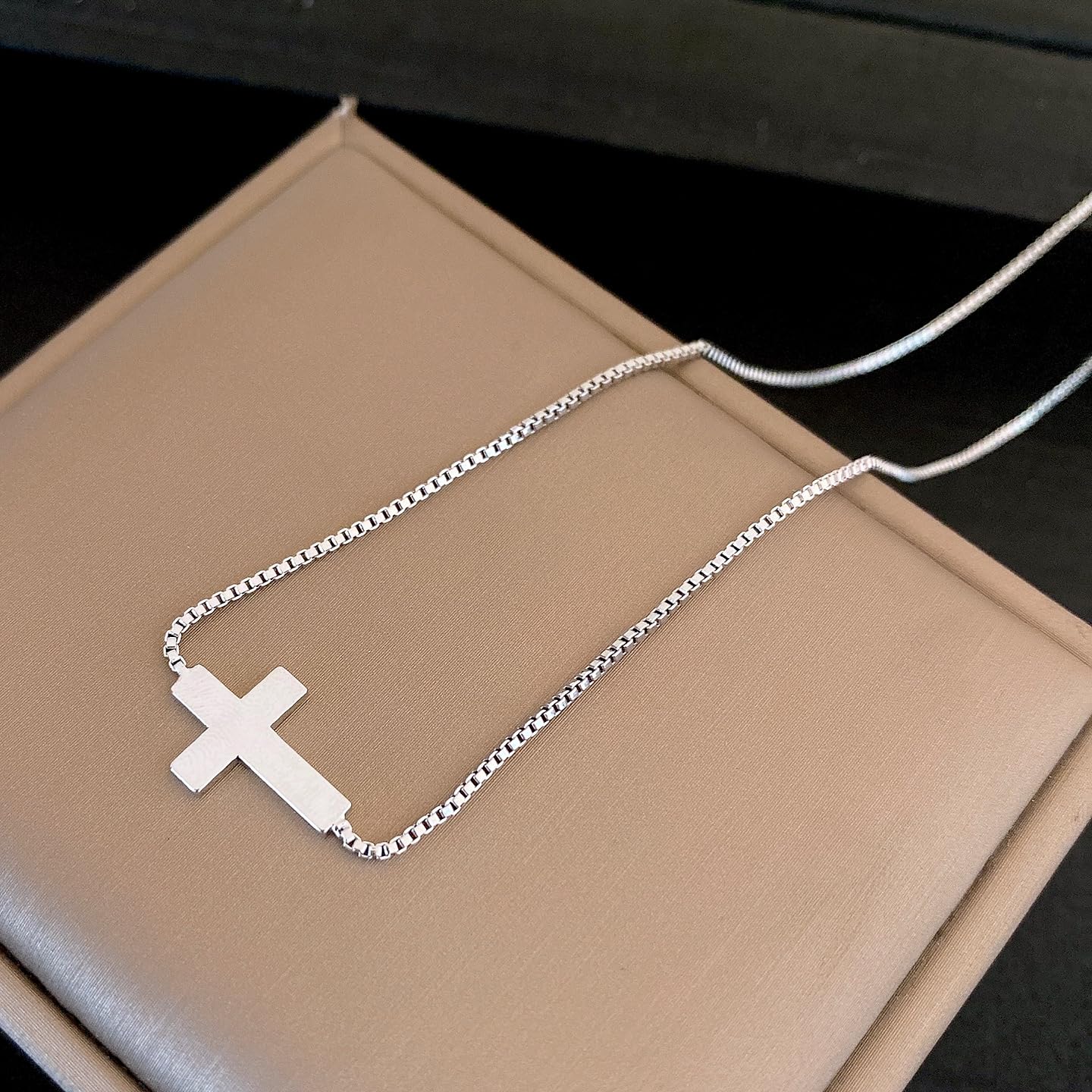 ANDKISS Cross Necklace for Women Silver Plated Cross Choker Necklace Dainty Silver Cross Necklaces for Women Trendy Small Charm Necklaces Simple Cute Choker Jewery Gift