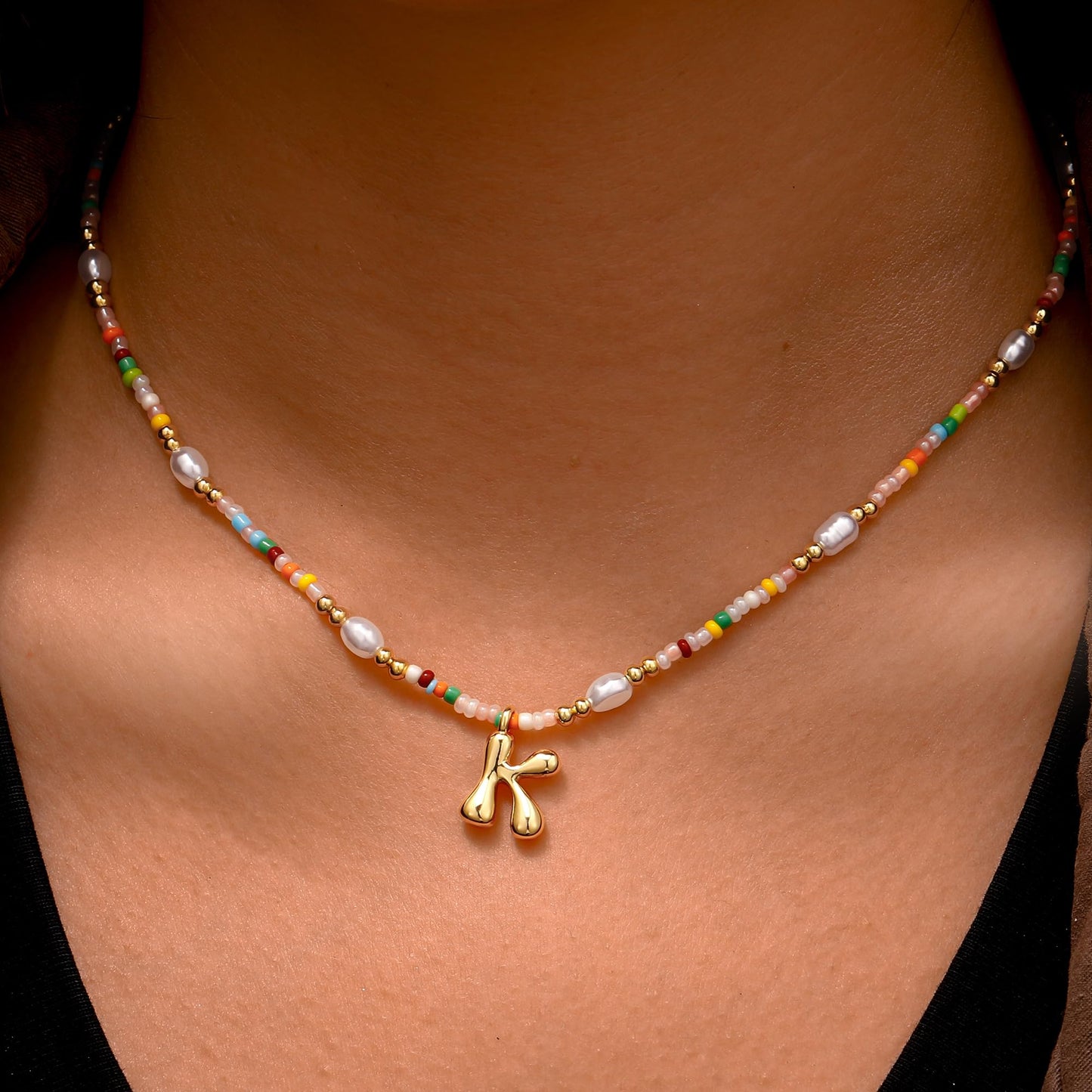 Ritach Birthday Gifts for Girls - R Letter Necklace Bubble Gold Initial Necklaces for Women Beaded Necklace for Girl Gifts for 7 8 9 10 11 12 Year Old Girl Birthday Gift for Girls Jewelry