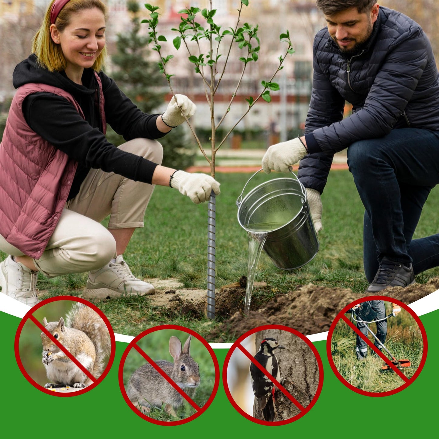 UCandy 3 PCS Tree Trunk Protector, 3 Size Plastic Spiral Tree Guard Tree Bark Protector Tube Wraps to Protect Saplings Plants from Deer Rabbit Cats Rodents Mowers