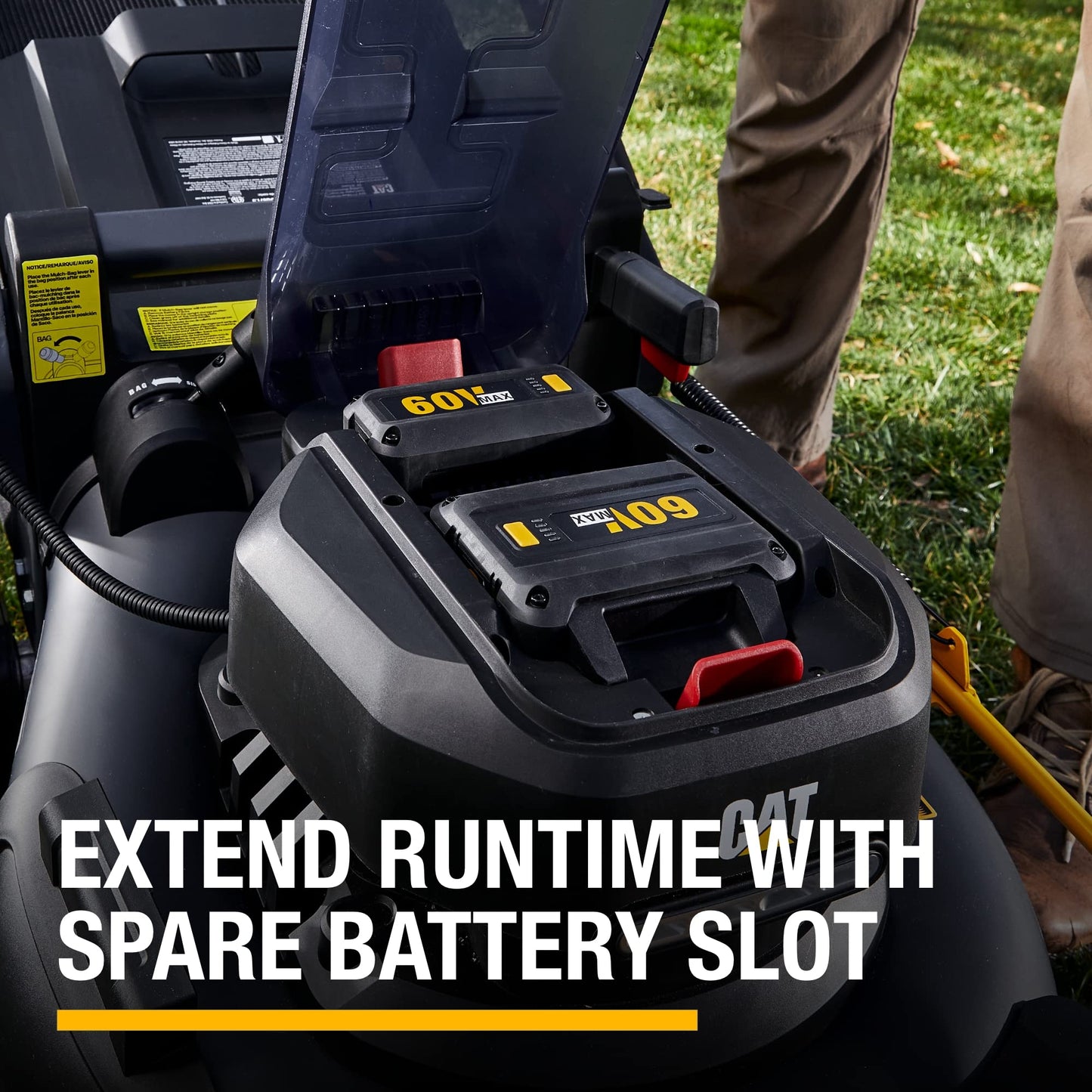 Cat DG671 60V 21” Self-Propelled Cordless Lawn Mower 3-In-1 Cutting Modes, Brushless Battery Lawn Mower with TorqLogic, Easy-Adapt Self-Propelled Lawn Mower – Battery & Charger Included