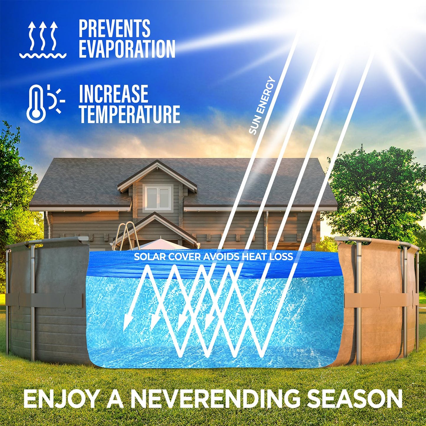 Shop Square 12' x 20' Oval Solar Cover for Inground and Above Ground Pool, 8 Mil - Premium Heavy Duty Solar Blanket for Above Ground Pool, Blue - Made in USA