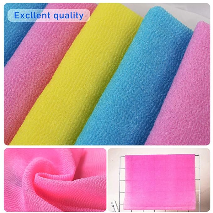 Exfoliating Washcloth & Body Scrubber for Shower (3 Pack) | ARCH&M Japanese Beauty Cloth for Deep Cleansing & Back Exfoliation (Orange x 3)