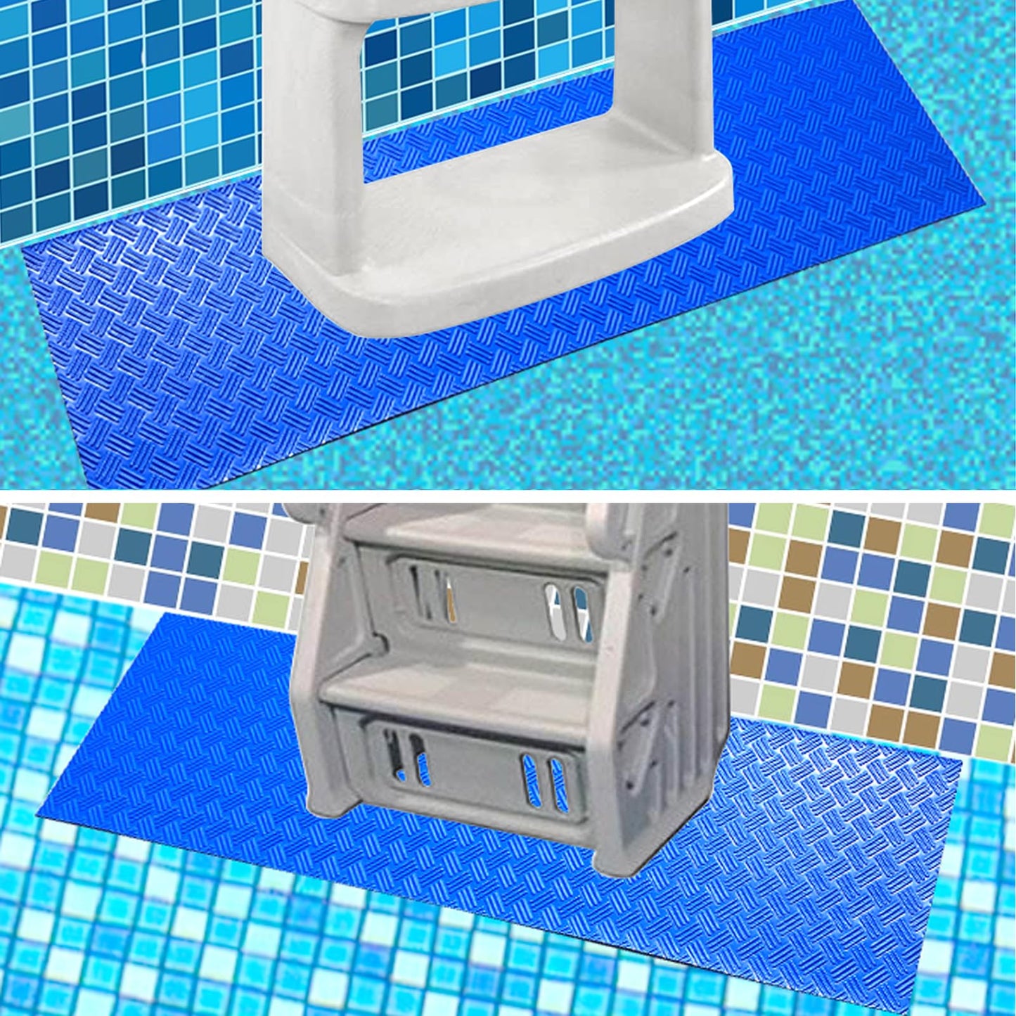 SKARUMMER Swimming Pool Ladder Mat - Protective Pool Ladder Pad Step Mat with Non-Slip Texture, Blue Medium Pool Step Mat, Pool Liner Protection Mat (30 X 36 inch)
