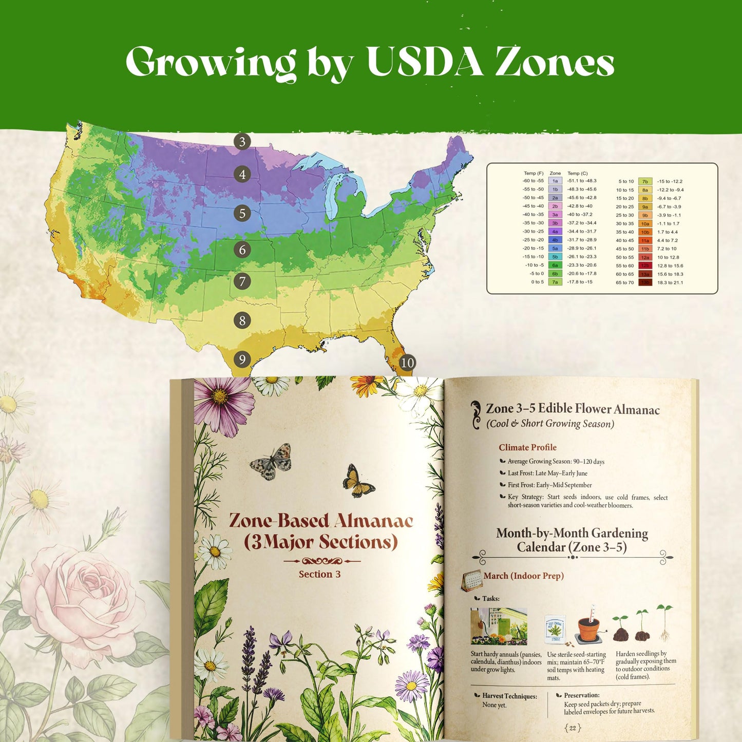 Lush&Dew Edible Flower Seed Bank with Almanac, Gardening Gifts for Women Men, 32 Types 30,000+ Non-GMO Heirloom Seeds for Planting Culinary Flowers, Survival Seed Kit, Annual Perennial, Zone 3-11