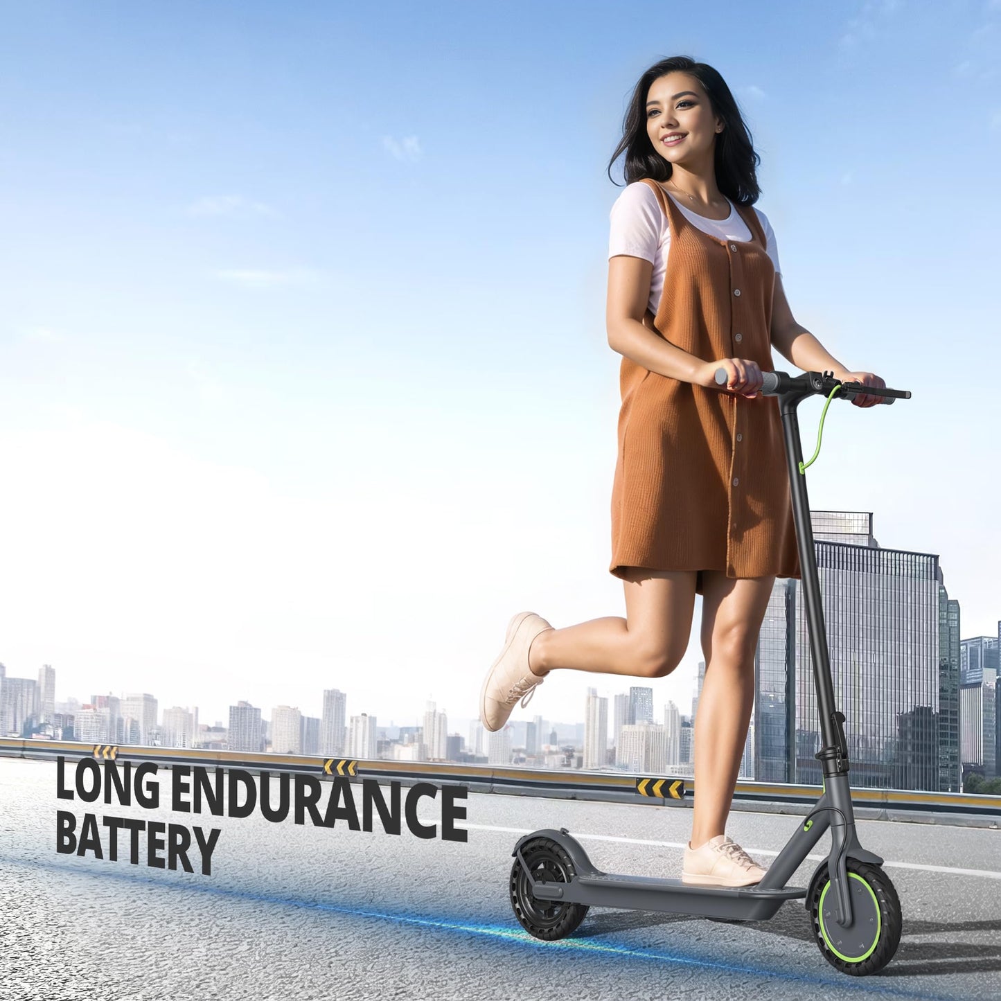 Roinside Electric Scooter - 8.5" Solid Tires, 350W Motor, Up to 19 MPH& 16 Miles Long-Range Commuting Folding E-Scooter for Adults with Dual Braking System and Smart App