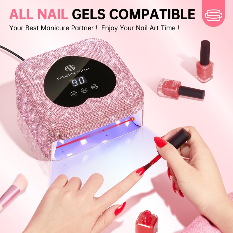 UV Nail Lamp, CHRISTINE SHELLY UV Light for Gel Nails, 48W Plug-in Mini Diamond Nail Lamp Nail Dryer with Touch Control Auto Sensor and 3 Timer Settings Nail Light Curing Lamp, Home