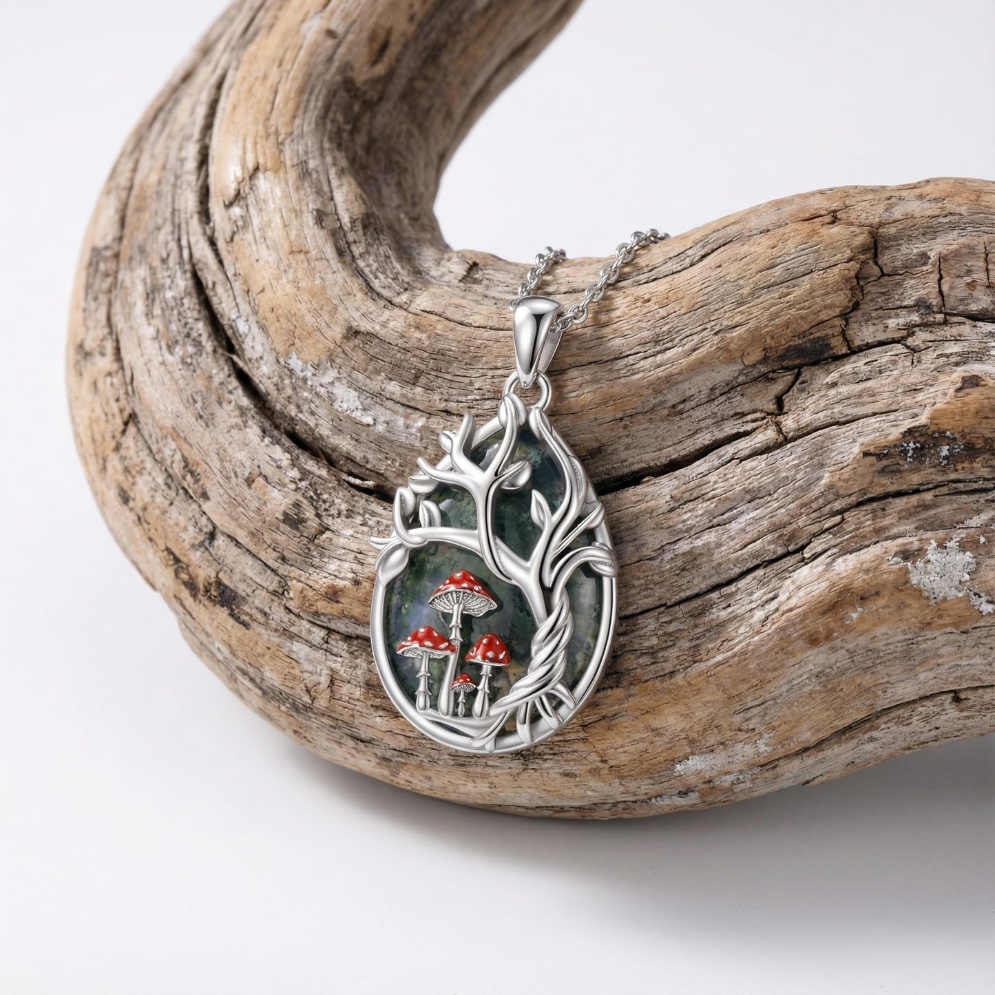 POPLYKE Mushroom Tree of Life Necklace for Women 925 Sterling Silver Family Tree Pendant Jewelry Birthday Gifts